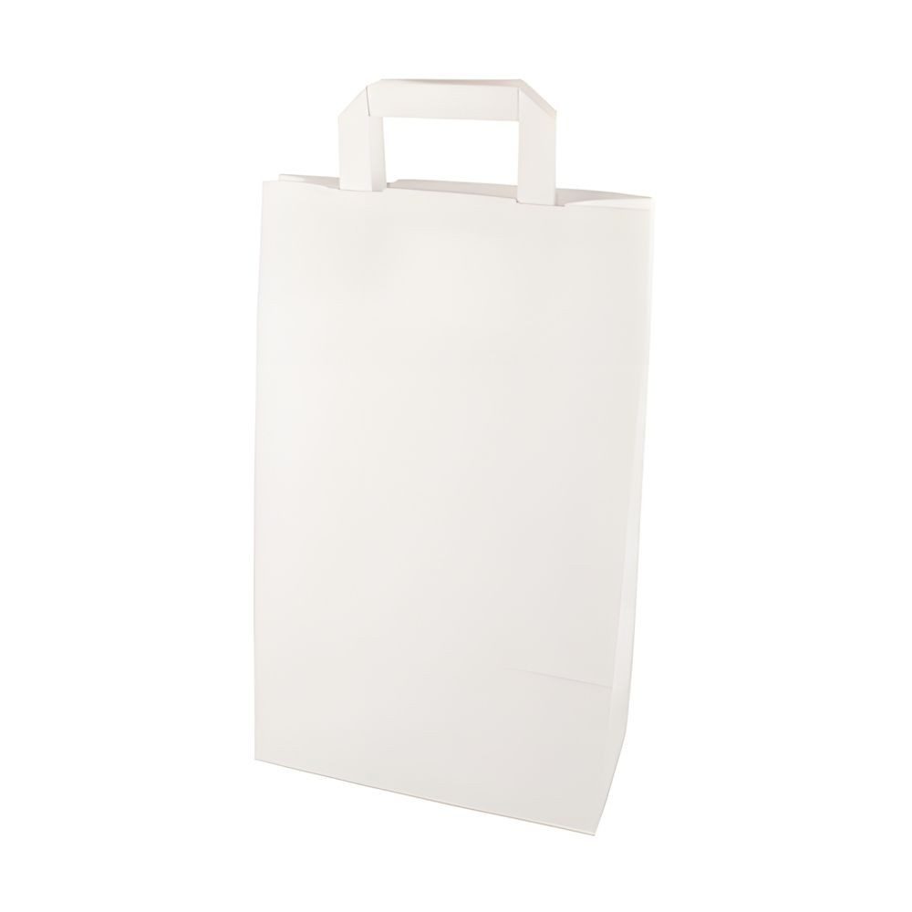 PAPSTAR Tragetasche 400 x Tragetaschen, Papier 36 cm x 22 cm x 10 cm weiss mit Tragegriff