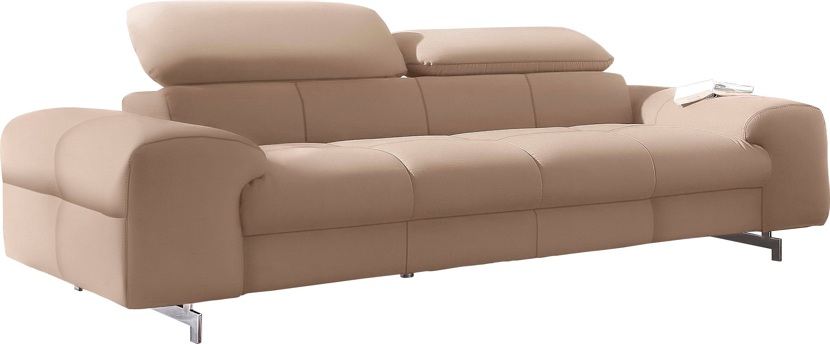 COTTA 3-Sitzer "Chef", Big-Sofa mit Kopfteilverstellung, edle Metallkufen günstig online kaufen