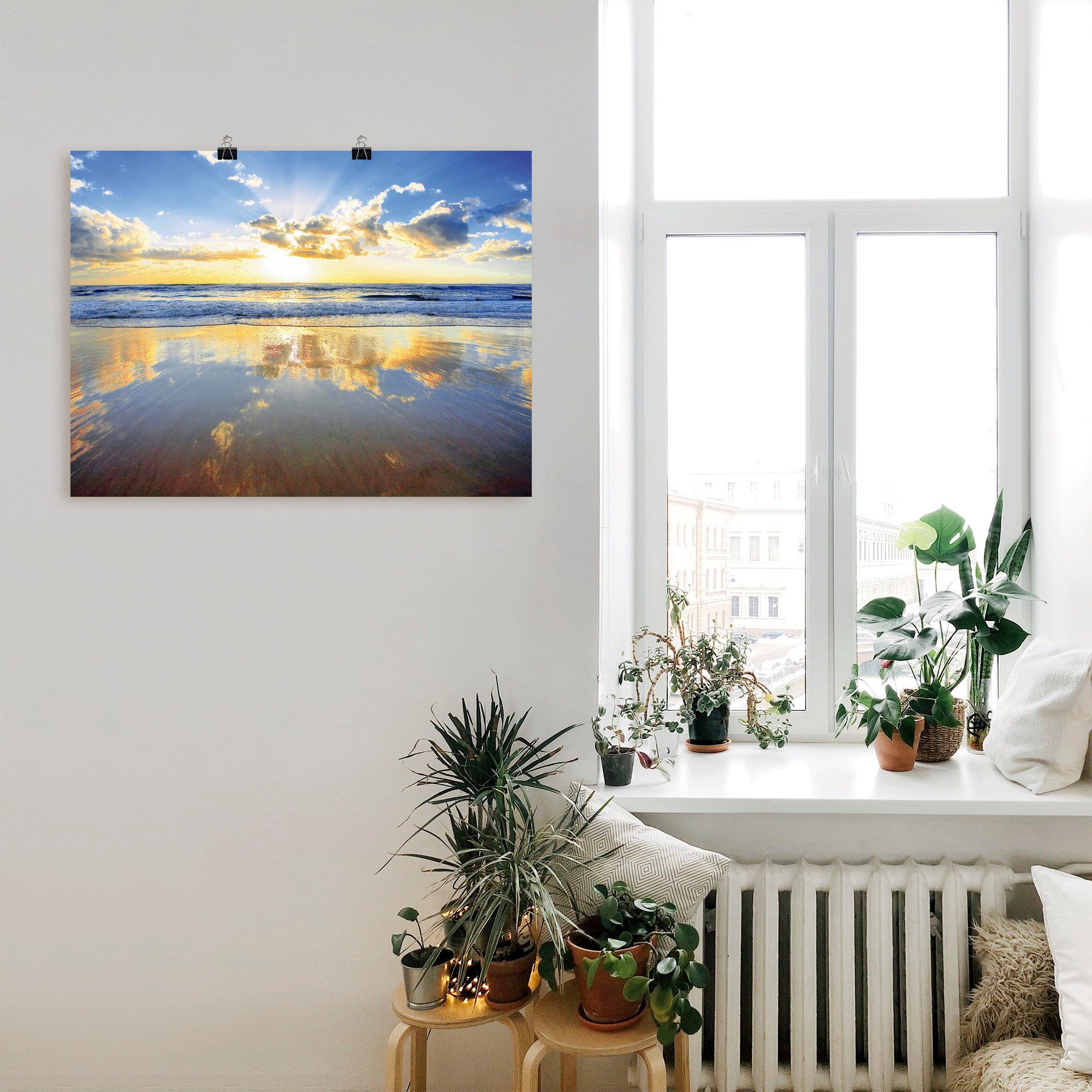 Artland Wandbild Sonnenaufgang über als in St), Wandaufkleber Ozean, Größen Alubild, dem oder Leinwandbild, Himmel versch. (1 Poster