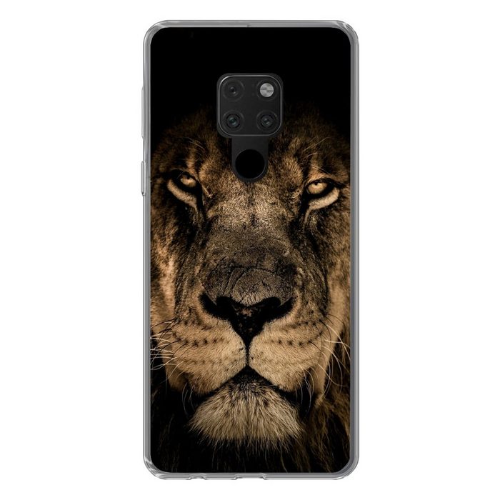 MuchoWow Handyhülle Löwe - Tiere - Schwarz - Porträt Phone Case Handyhülle Huawei Mate 20 Silikon Schutzhülle