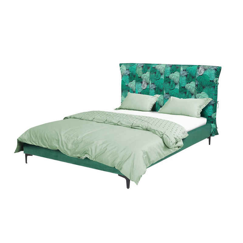 HTI-Living Bettgestell Doppelbett 140 x 200 cm Roxbury Leaf Grün (Stück, 1-tlg., 1x Bett Roxbury inkl. Lattenrost, ohne Matratze), hohes und gemustertes Kopfteil