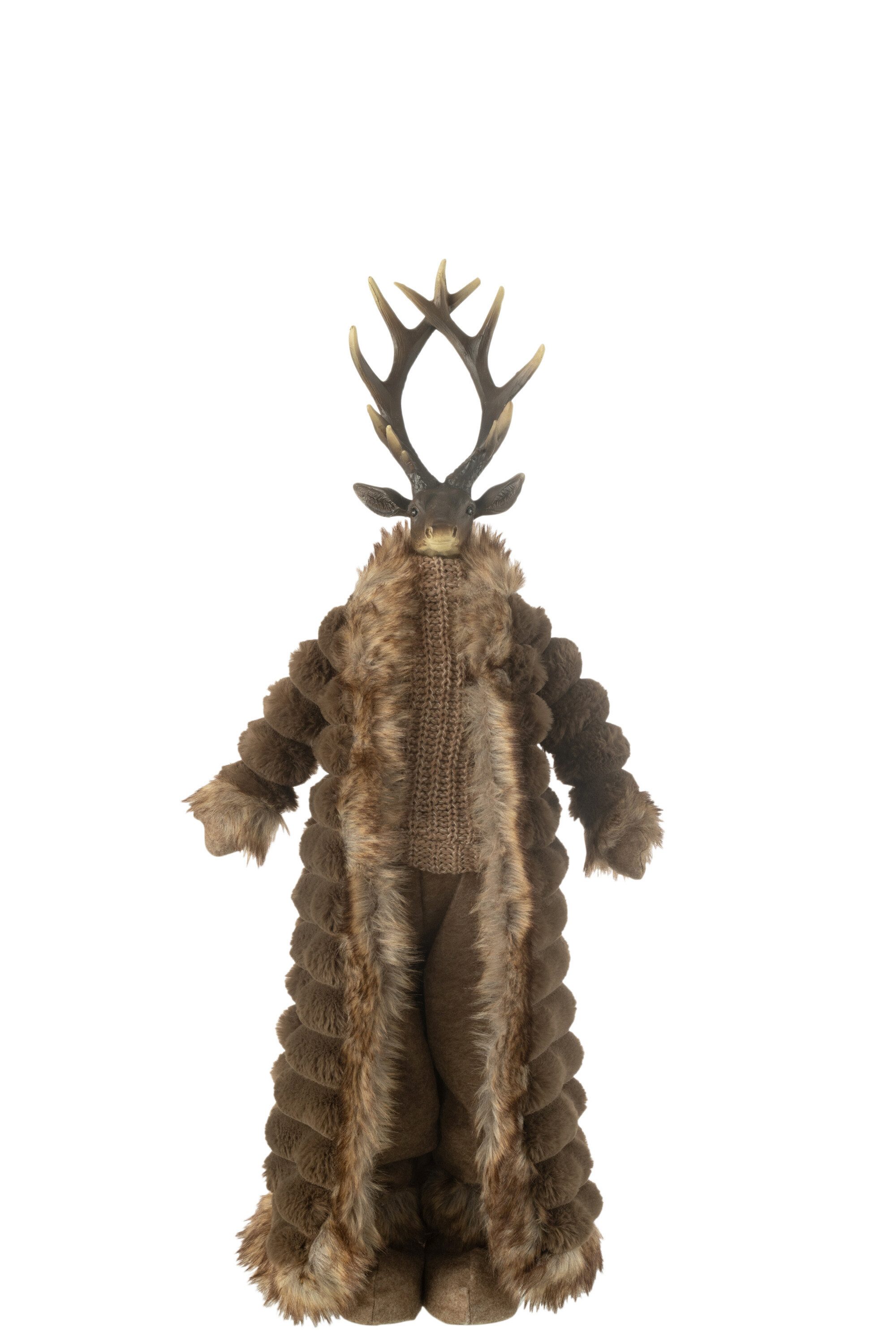 MF Skulptur Dekofigur Hirsch stehend mit Mantel – Braun, 76 cm oder 92cm (1 St) – Bild 2 von 3