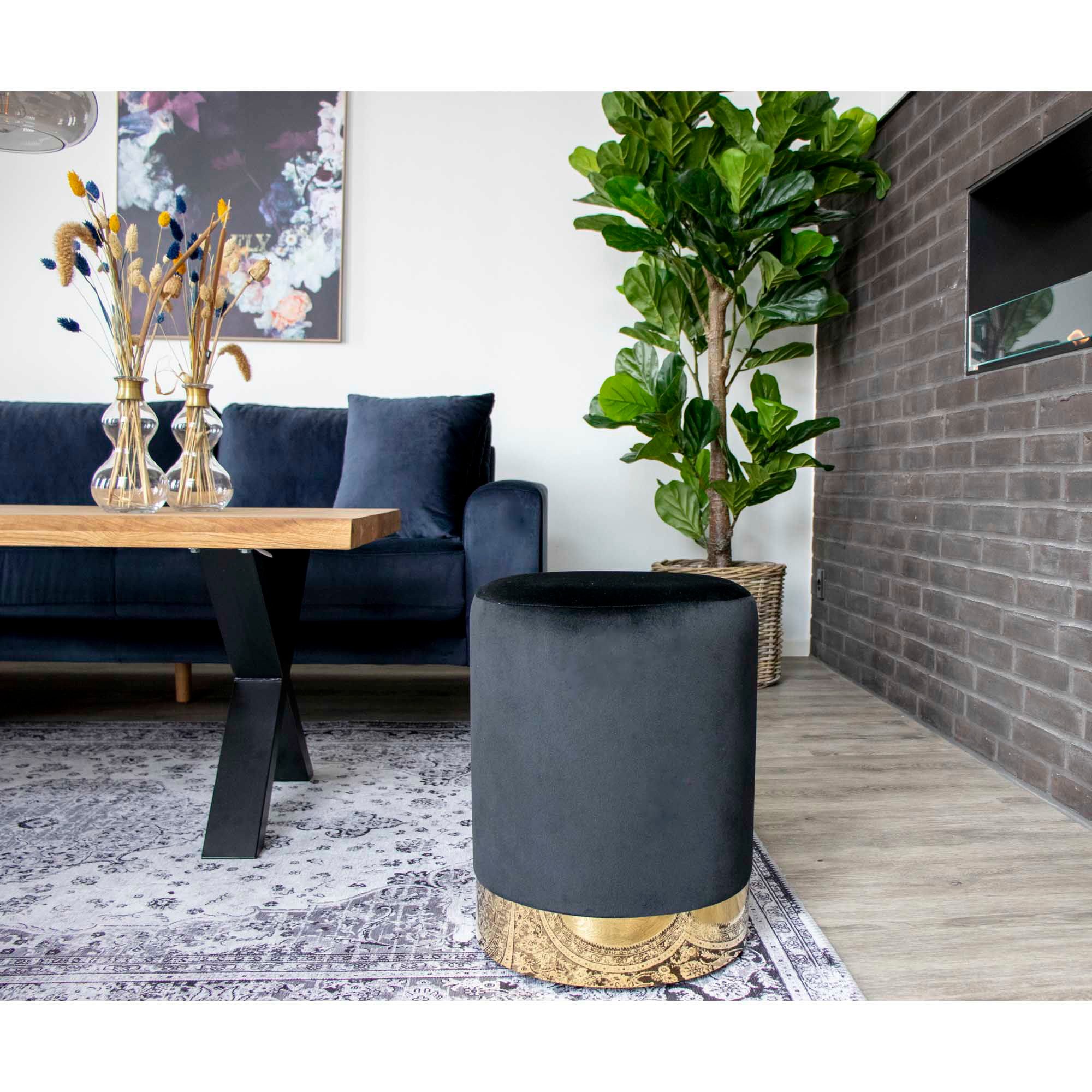 tinkaro Sitzhocker Pouf Gamby Samt, Stahl Schwarz (1 St) günstig online kaufen