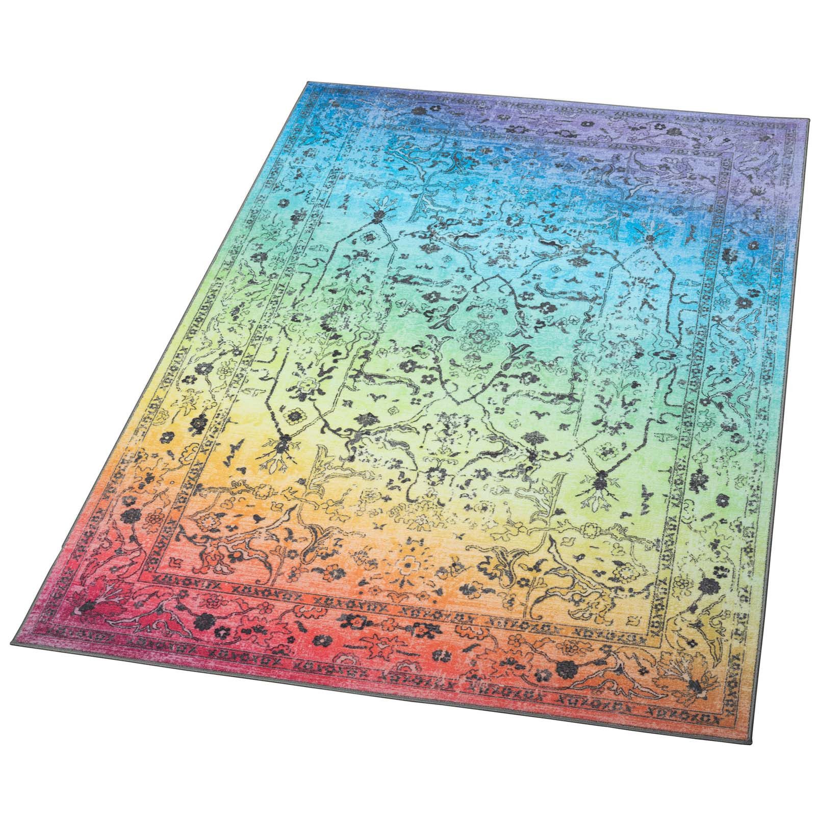 TaraCarpet Teppich Kurzflorteppich TaraCarpet Rainbow Oriental moderner Orientteppich, rechteckig, Höhe: 14 mm, Orientalisches Design in Regenbogenfarben auch für das Jugendzimmer