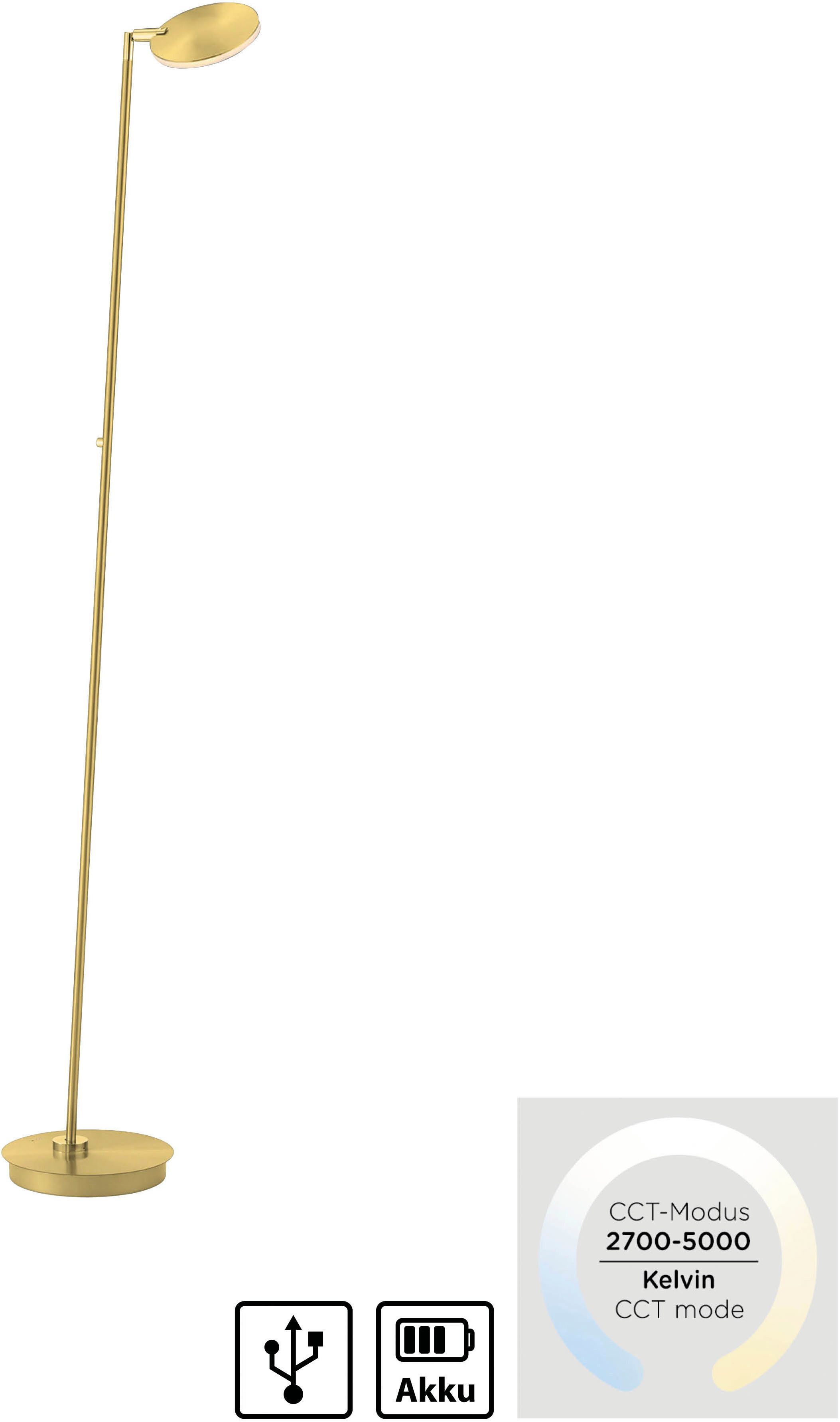 Paul Neuhaus LED Stehlampe AKKU BENTE, Farbsteuerung, LED fest integriert, warmweiß - kaltweiß, Tastdimmer, CCT 2700-5000K, Memory, Akku betrieben, flexibel