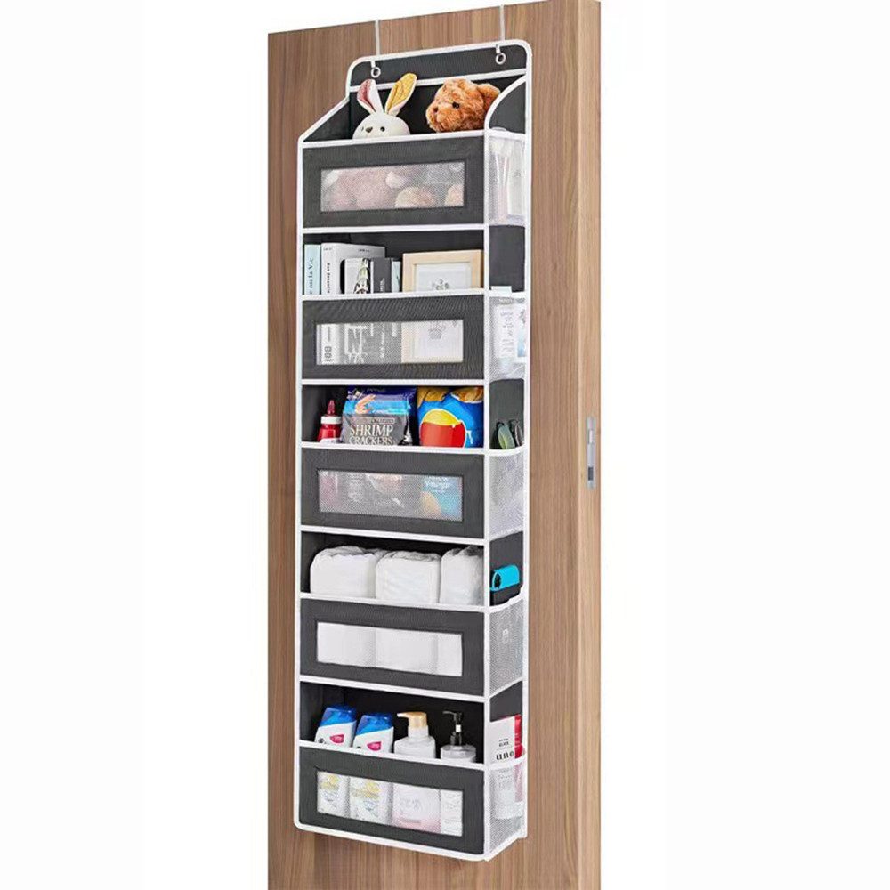 Diwzbyn Hängeregal Hängeregal Tür-Organizer mit 5 Netztaschen, Aufbewahrungssystem für Schlafzimmer und Büro, inkl. Metallhaken