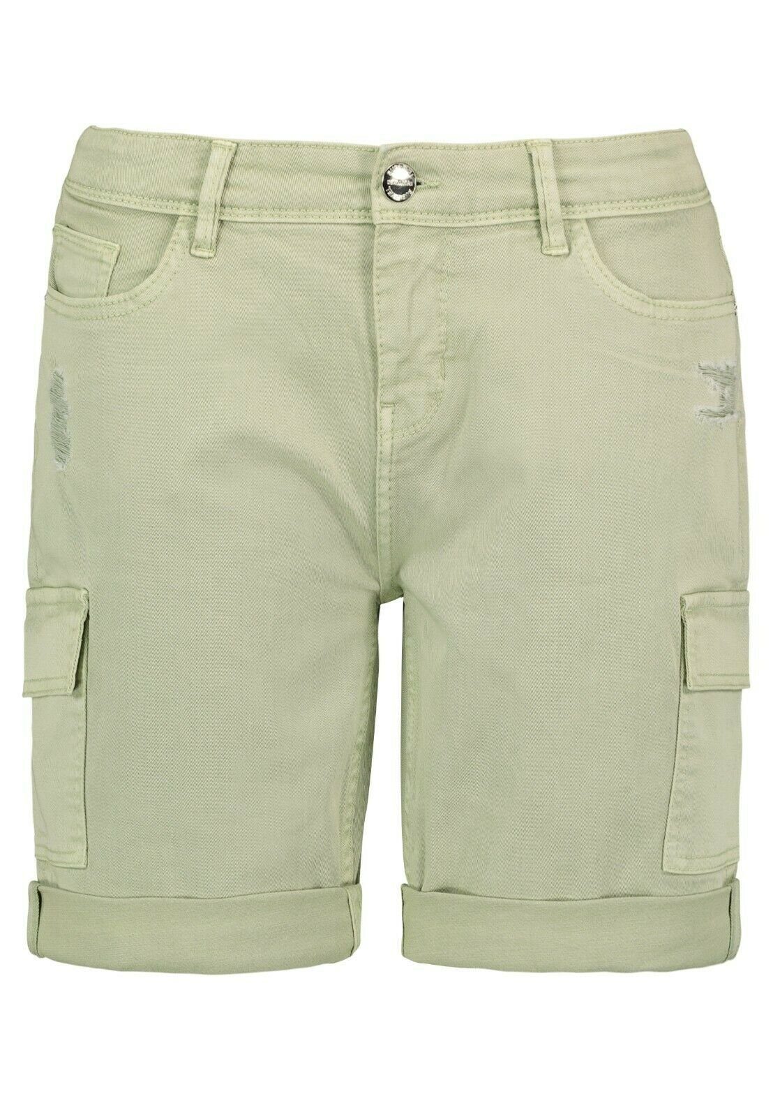 SUBLEVEL Bermudas Damen Cargo Shorts Bermuda Kurze Hose Shorts Short Denim Stretch Denim cloudy green