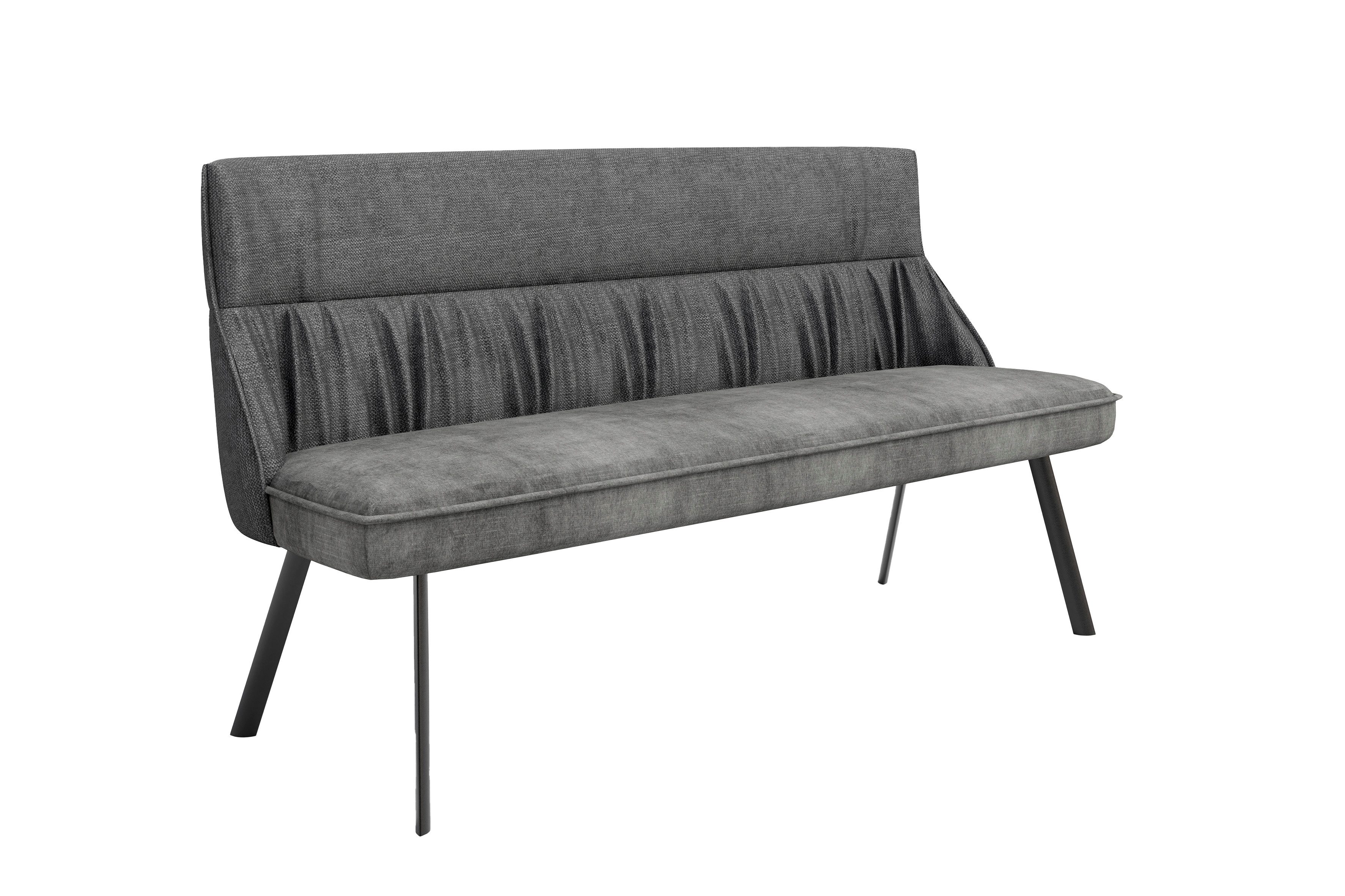 byLIVING Bank CALIFORNIA (Breite: 180 cm), Webstoff-Vintagebezug in anthrazit, Nosagfederung, große Bank