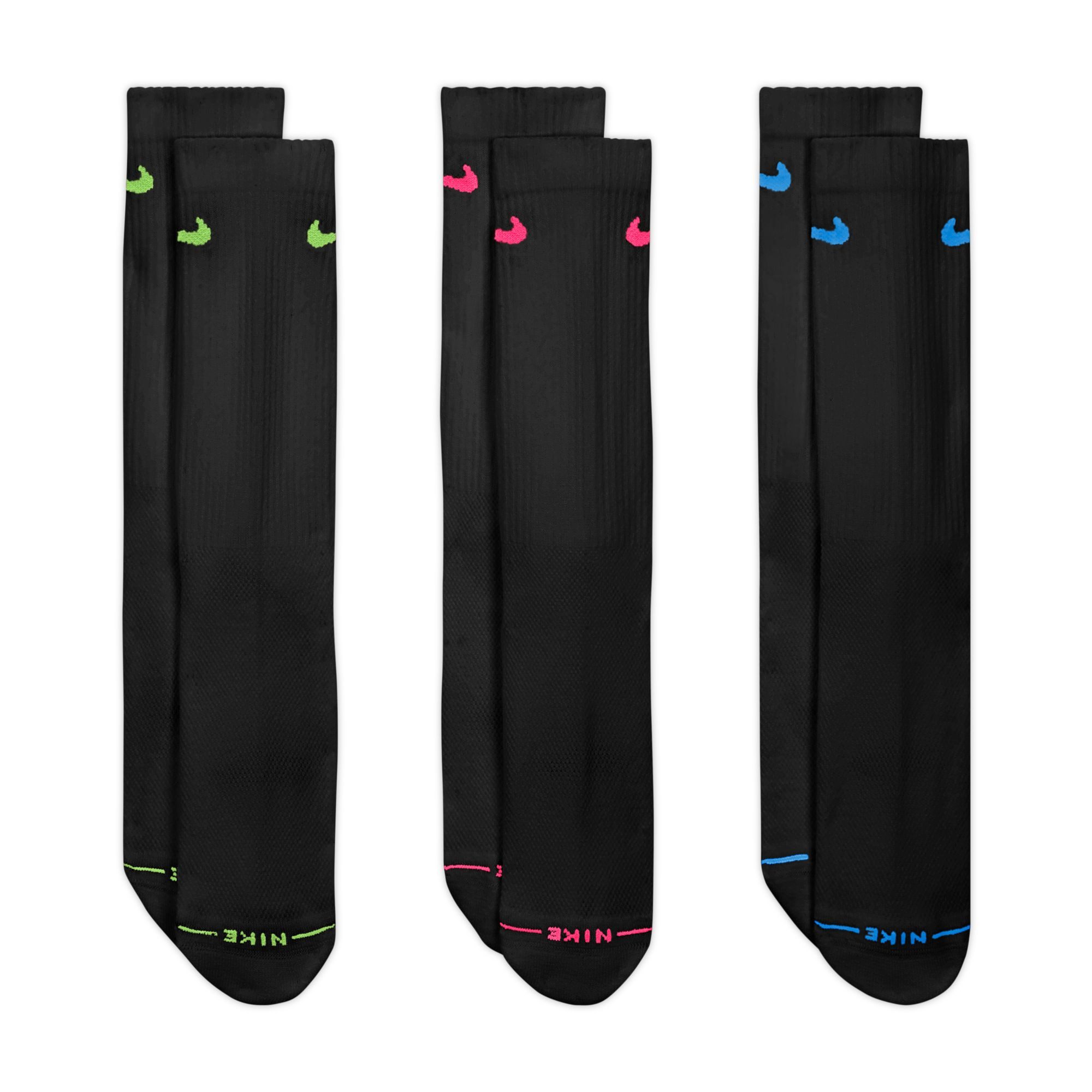 Nike Sportsocken U NK ED ELVD CRW 3P - 144 für Erwachsene, mit Baumwolle im Obermaterial, formstabil