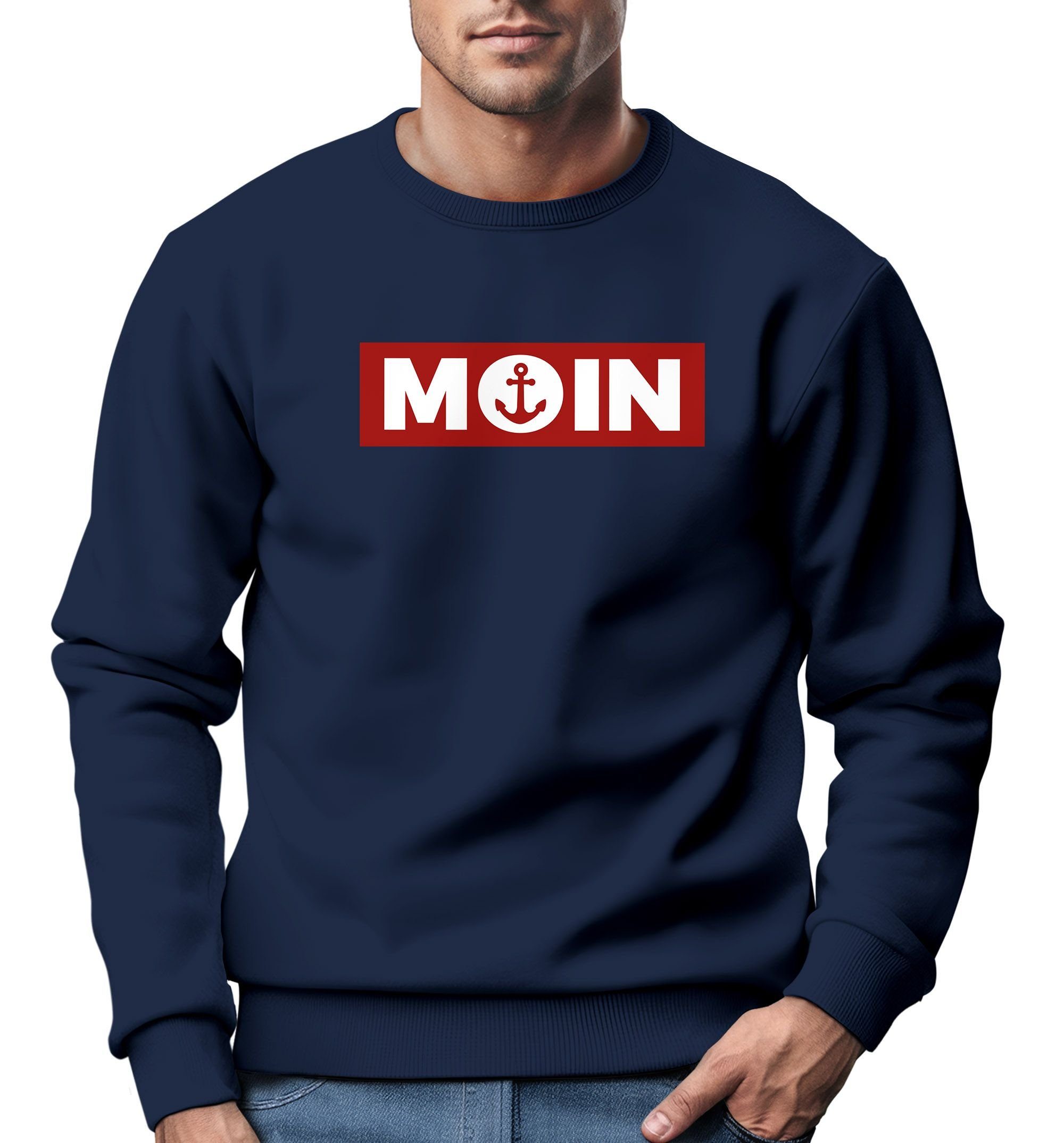 Sweatshirt Sweatshirt Herren Moin norddeutsch Morgen Anker Rundhals-Pullover
