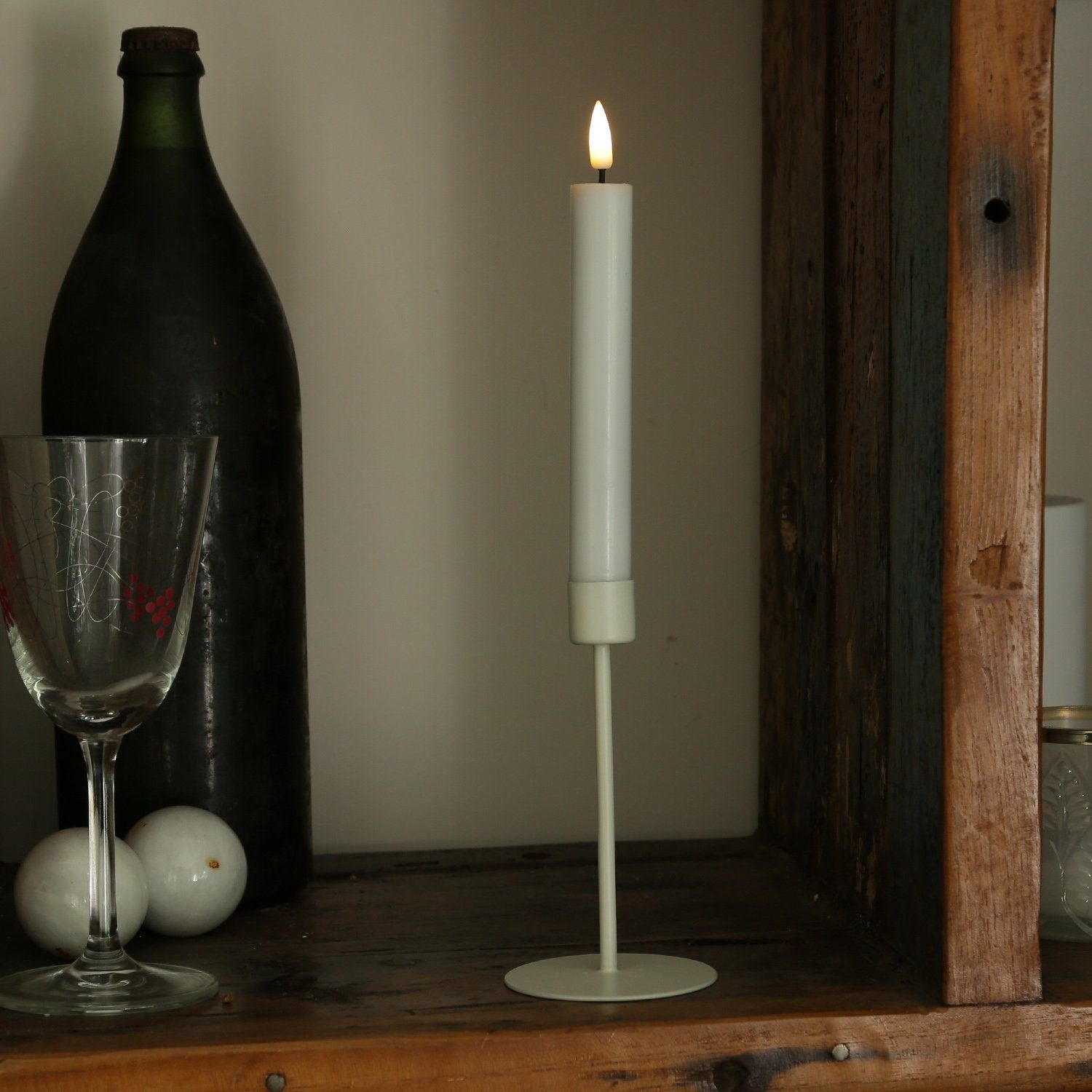 MARELIDA Kerzenhalter Stabkerzenhalter Kerzenständer Tafelkerzenhalter H: 14cm weiß (1 St)