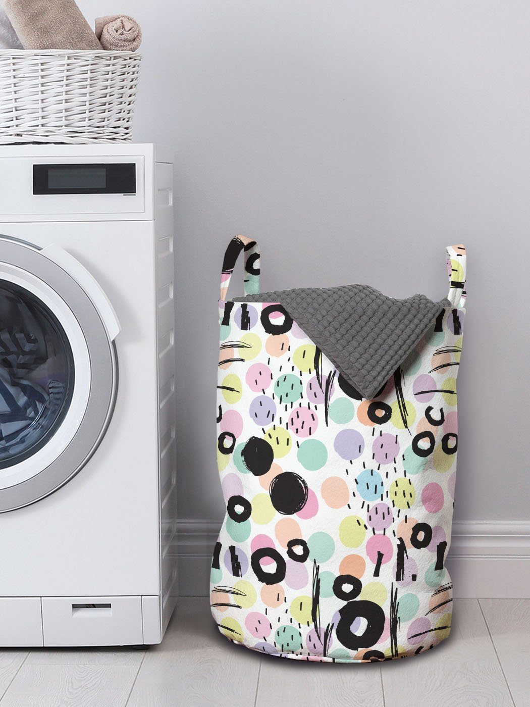 Wäschekorb Scribbles Bunte für Punkte mit Waschsalons, Grunge Kordelzugverschluss Abakuhaus Wäschesäckchen Griffen