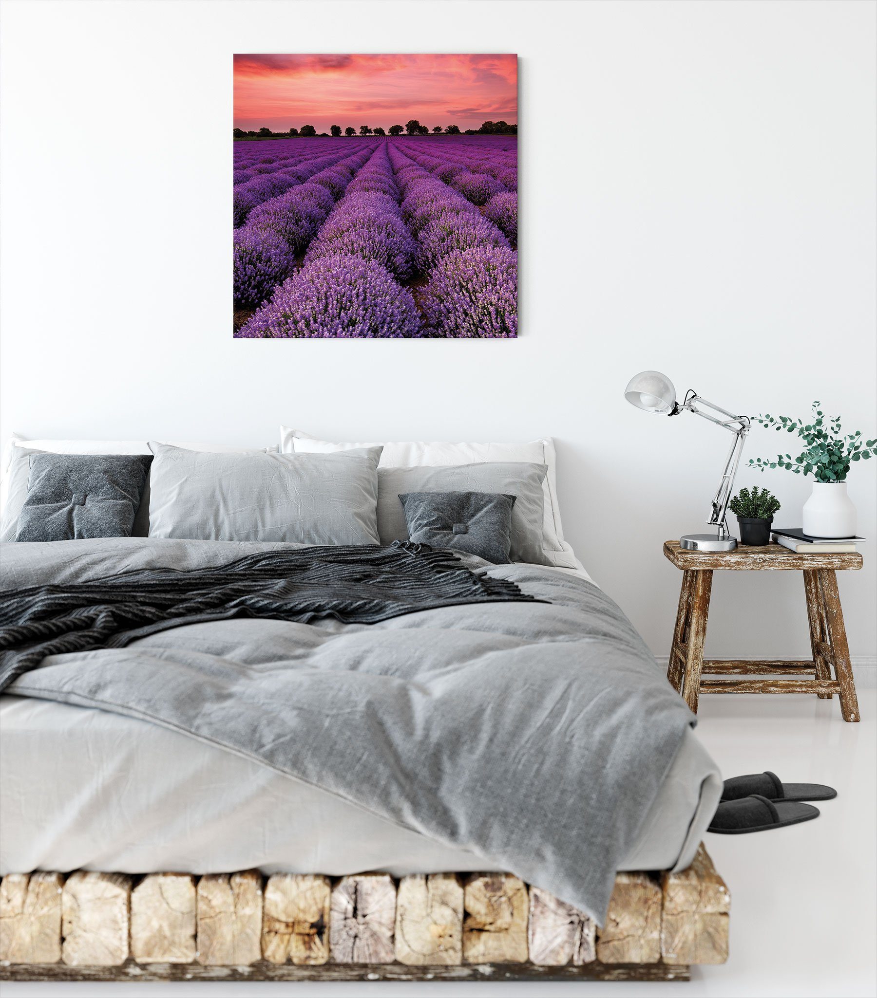 Pixxprint Leinwandbild Wunderschöne Wunderschöne (1 inkl. bespannt, St), Provence fertig Lavendel Provence, Leinwandbild Zackenaufhänger Lavendel