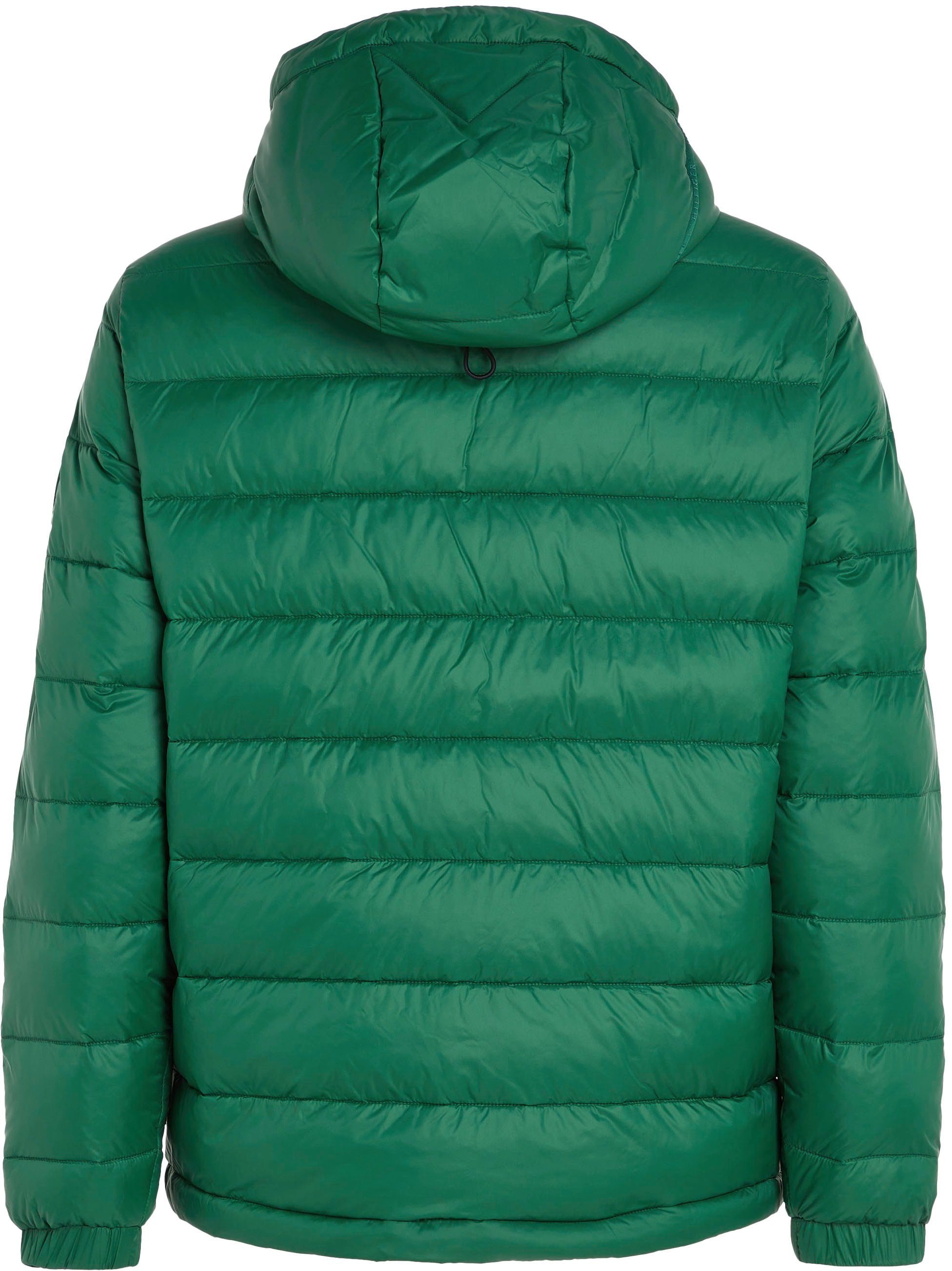 Tommy Hilfiger Steppjacke Reißverschlusstaschen innen grün JACKET HOODED QUILTED seitlich und mit