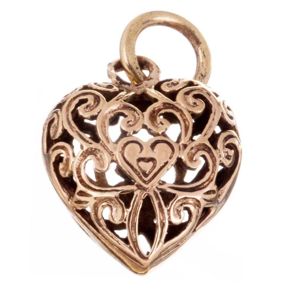 HOPLO Herzanhänger Bronzeanhänger Herz Anhänger Schmuck - Liebe - 23x14mm
