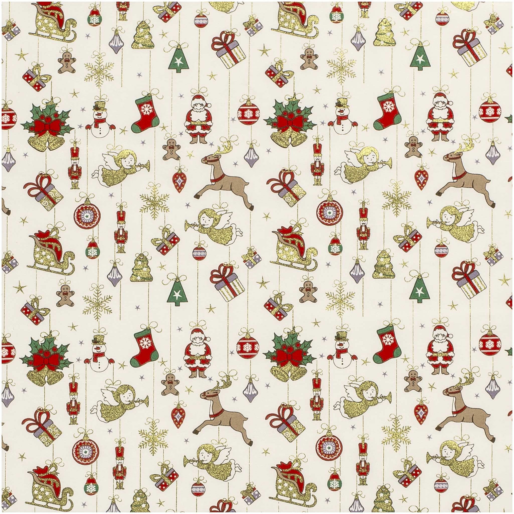 maDDma Stoff Baumwollstoff klassische Weihnachtsmotive ab 1x1,45m Foliendruck, Weihnachten 2