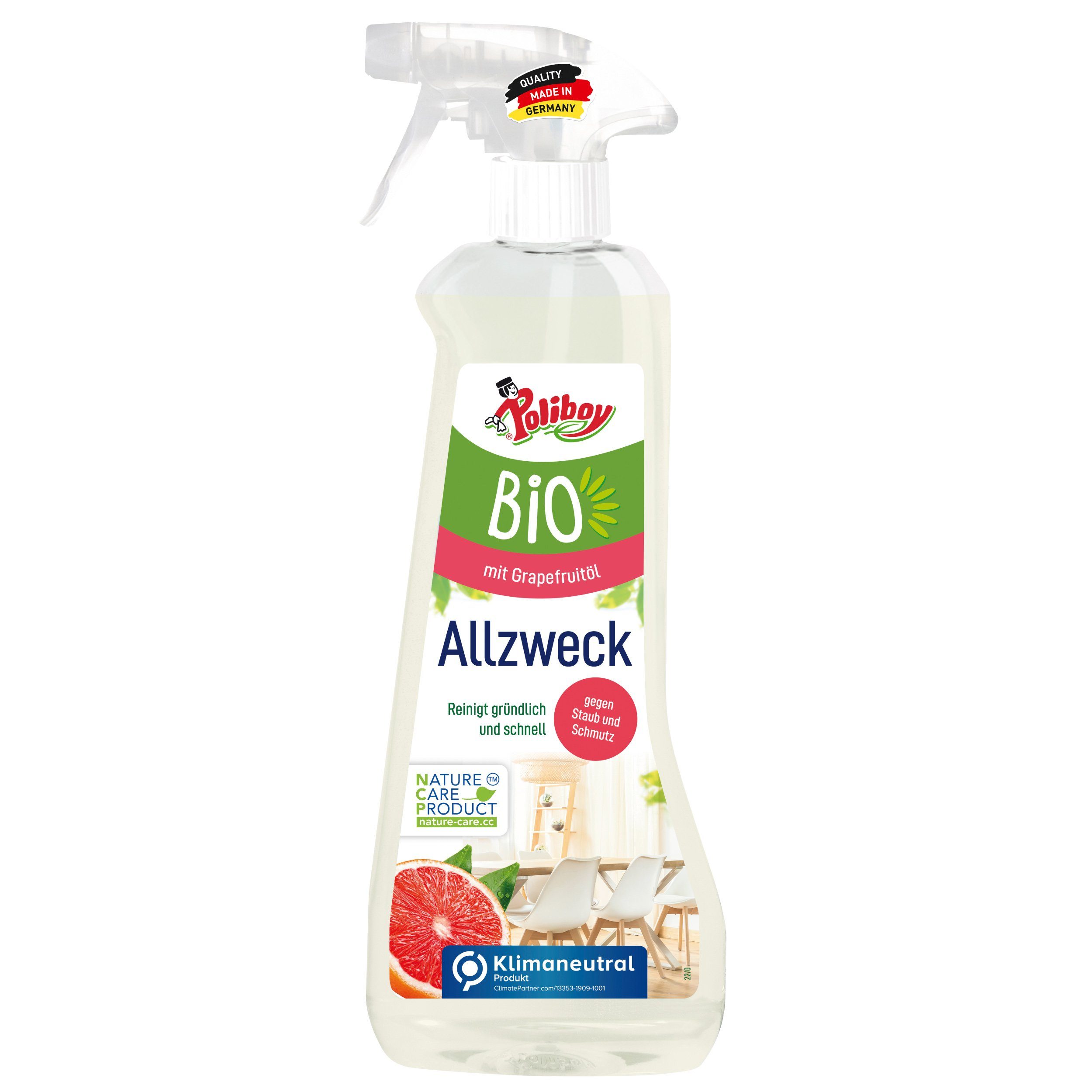 poliboy - 500 ml - schneller und effektiver Bio Allzweckreiniger (für alle Oberflächen und Holzarten - Made in Germany) | Allzweckreiniger