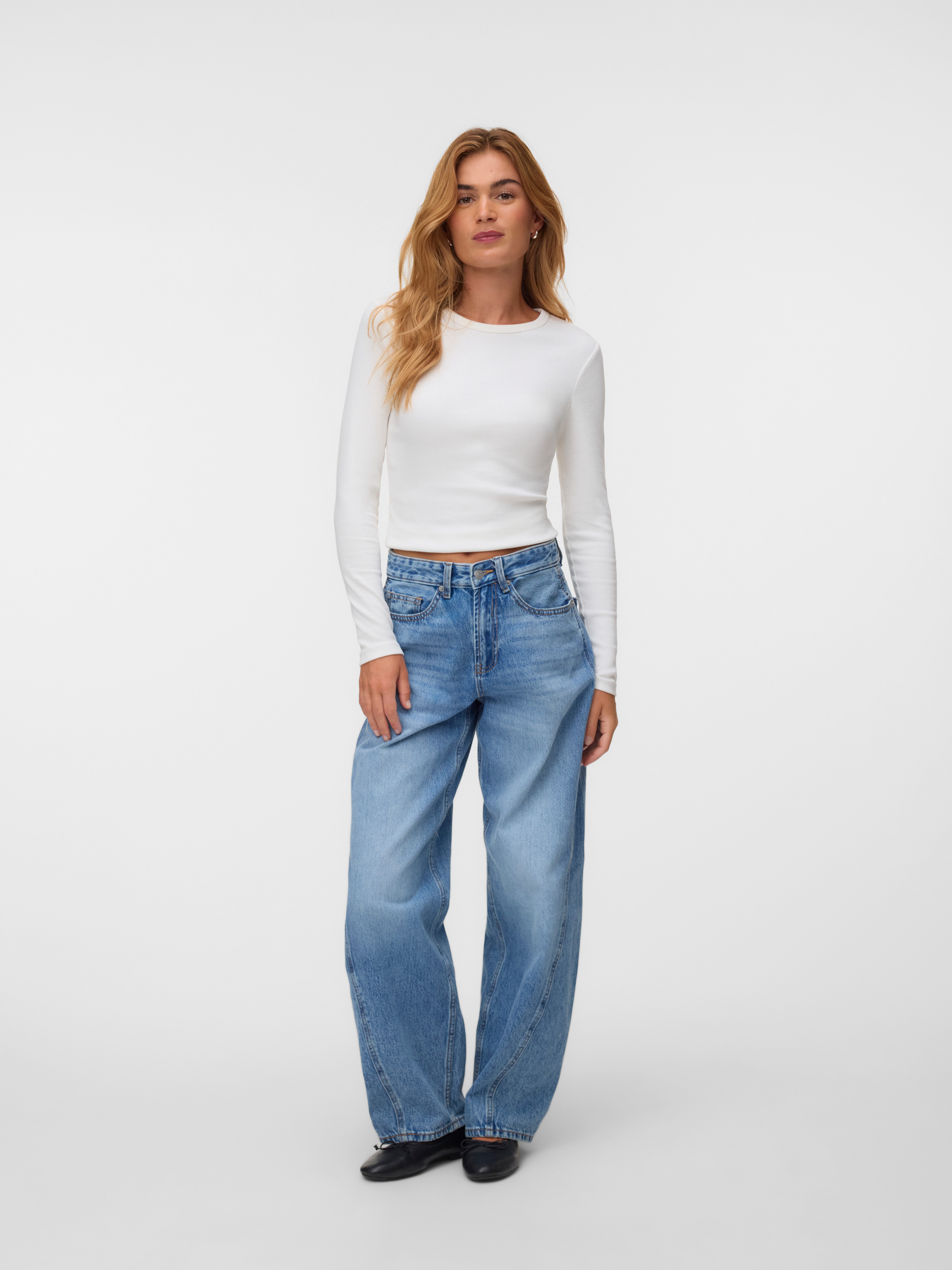 Vero Moda Weite Jeans VMZOE MR BARREL DNM JEANS LI3154 NOOS Baumwolle, mid waist, loose fit