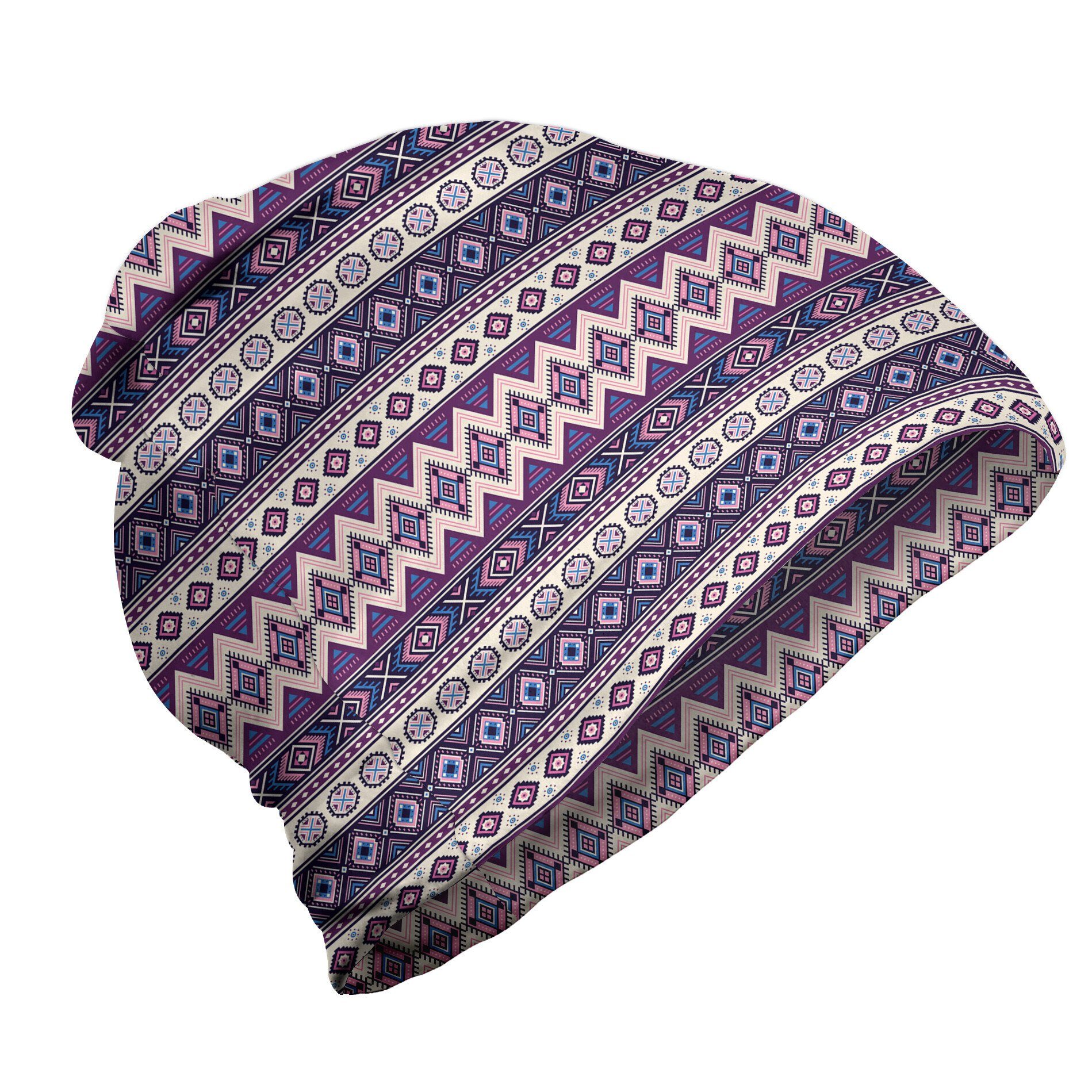 Abakuhaus Beanie Wandern im Freien Aztekisch Lila Kunst Tribal Triangles