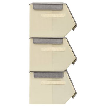 vidaXL Aufbewahrungsbox 4-tlg. Aufbewahrungsboxen-Set Stapelbar Stoff Grau & Creme (4 St)
