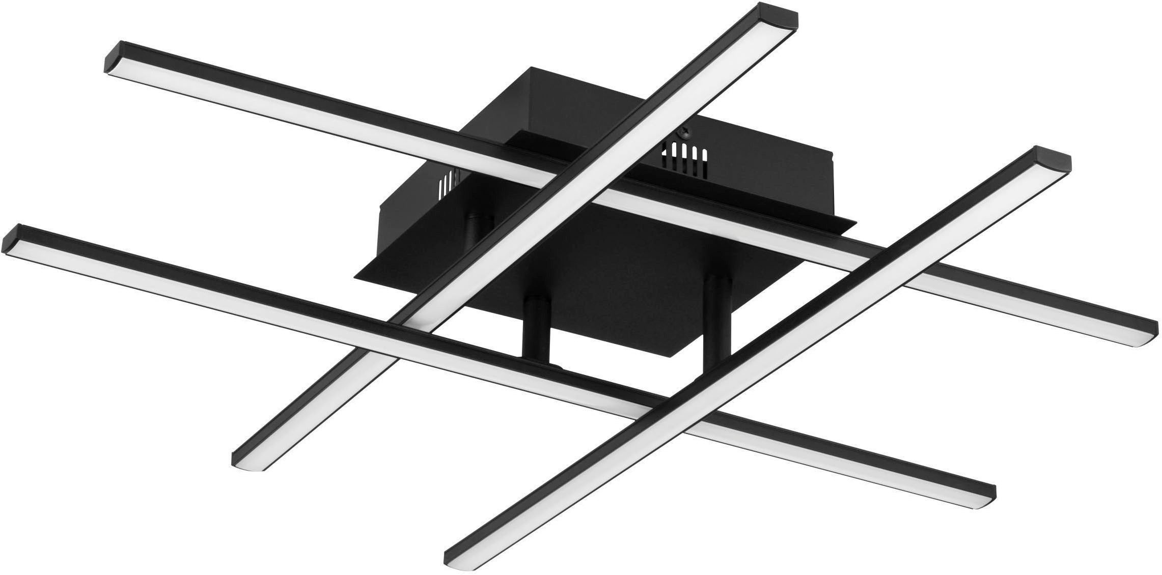 EGLO Deckenleuchte Lasana 3 Deckenleuchte, Wohnzimmerlampe, Stahl und Kunststoff, Lampe, LED fest integriert, Warmweiß, Wandlampe, Deckenlampe Schwarz, Weiß, Wohnzimmerlampe, L x B 50 cm