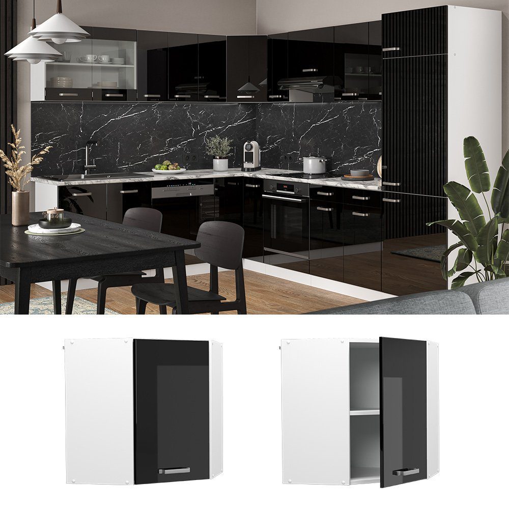 Vicco Eckhängeschrank R-Line, Schwarz Hochglanz/Weiß, 57 günstig online kaufen