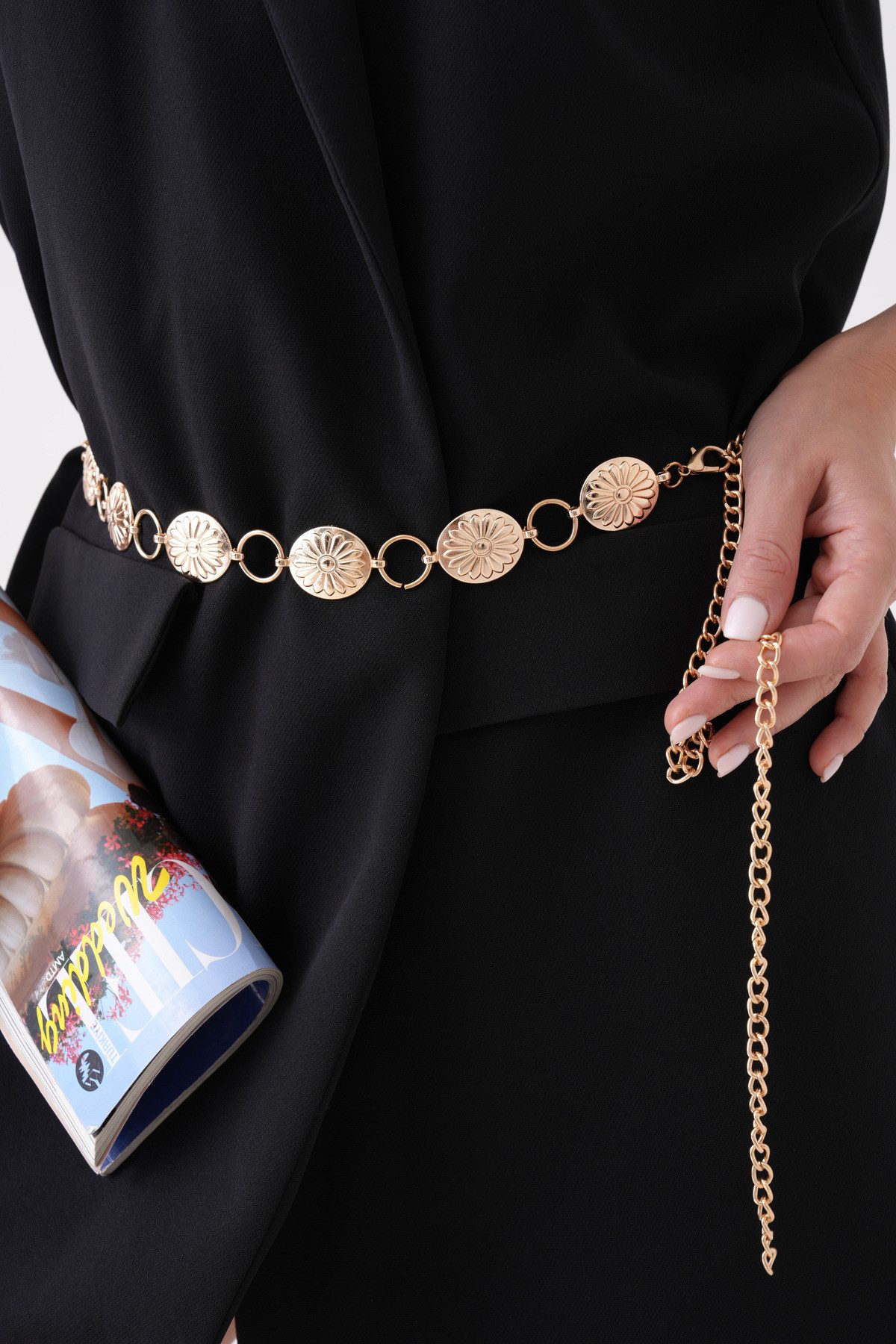 WOMAN VISION Synthetikgürtel Goldaccessoire und Ringdesign Kettendetail Gürtel