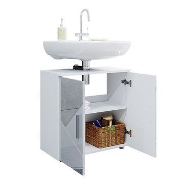 Vicco Waschbeckenunterschrank Waschtischunterschrank Badschrank IRMA 60x59cm Spiegel Weiß