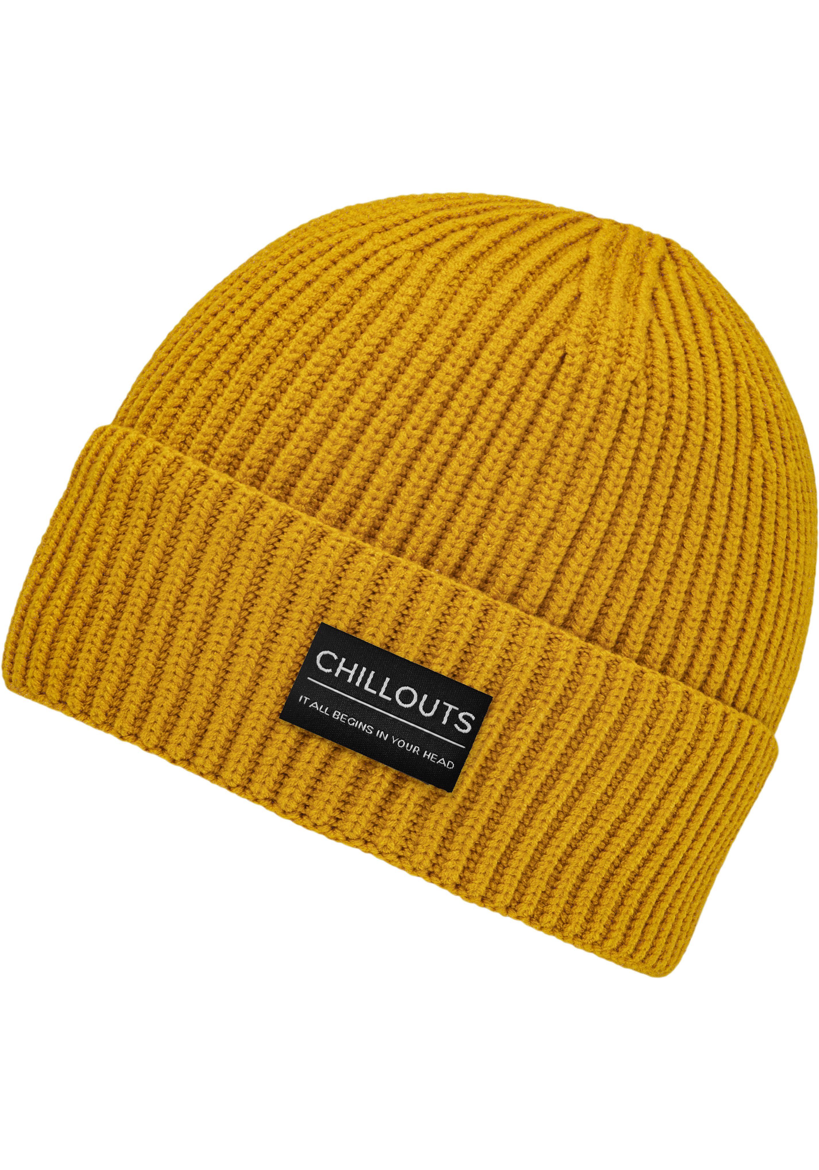 chillouts Strickmütze Caleb Hat In Rippenstrick-Optik curry