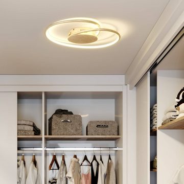 Lindby LED Deckenleuchte Joline, LED-Leuchtmittel fest verbaut, warmweiß, Modern, Metall, Kunststoff, gold, inkl. Leuchtmittel, LED Lampe