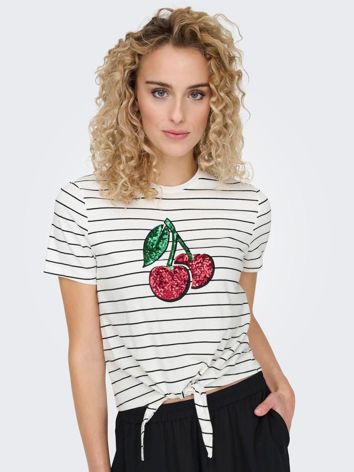 ONLY Kurzarmshirt ONLKITA LIFE S/S FRUIT KNOT TOP BOX JRS