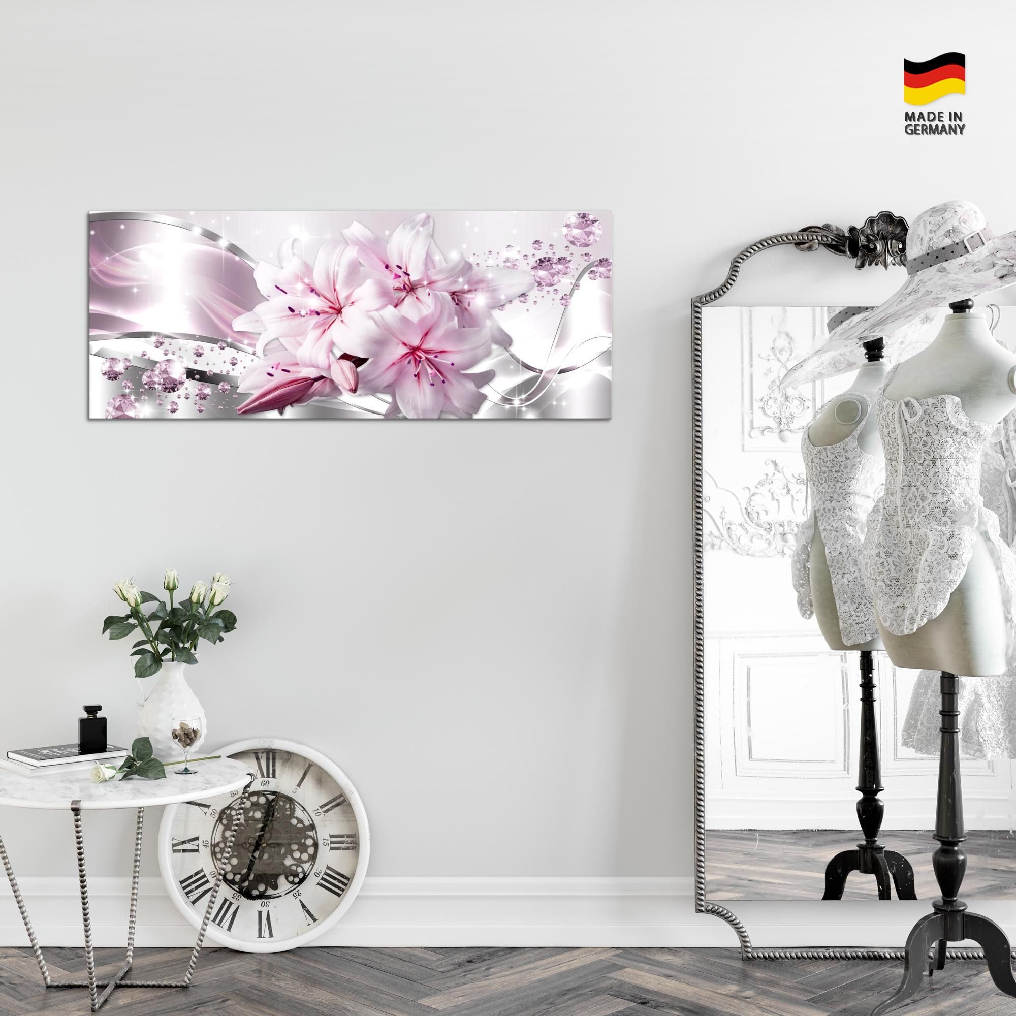 Runa Art Wandbild Wandbild Blumen Bilder XXL Wohnzimmer Schlafzimmer 100 x 40 cm, Rosa – Bild 4 von 5