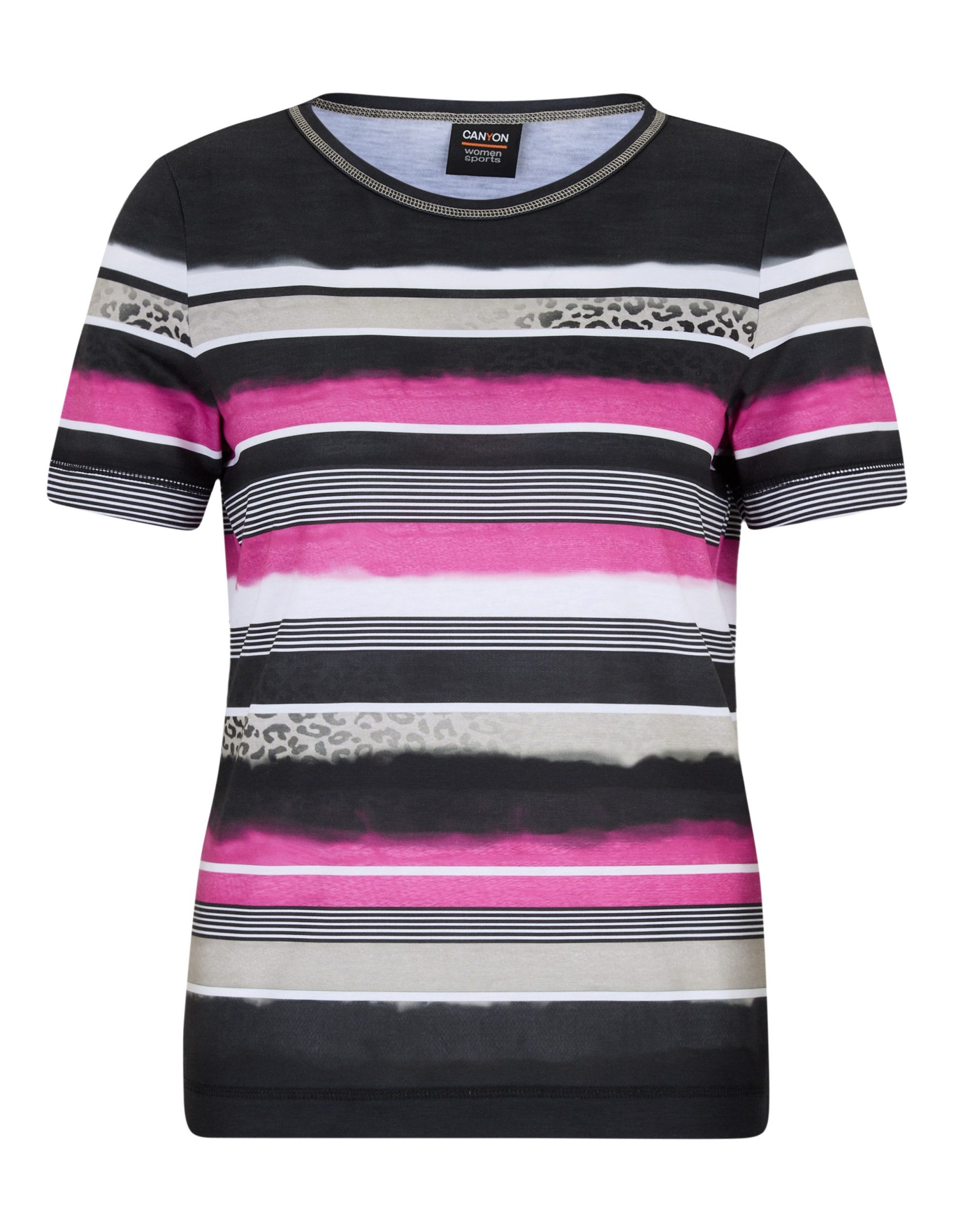 Canyon T-Shirt Canyon Damen Shirt 1/2 Arm STRIPES BLACK-PINK-CAMEL