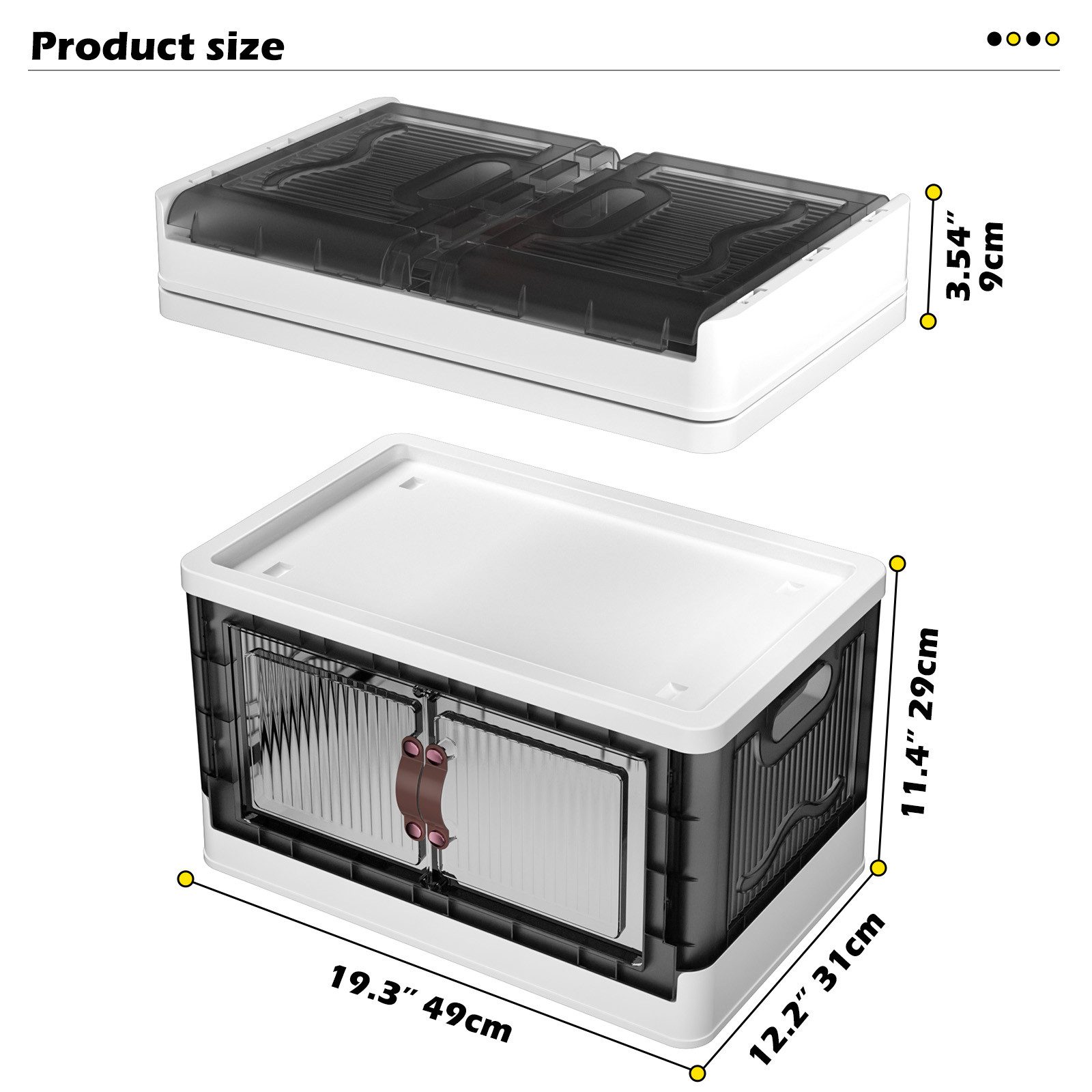 POPOLIC Aufbewahrungsbox 3/4 Etagen Faltbare Aufbewahrungsbox mit Deckel & Rollen (klappbare Aufbewahrungsbox mit Rollen, 1 St., 2 Türen tragbarer transparenter Aufbewahrungsordner), Vielseitiger Kunststoff-Aufbewahrungsboxen mit Deckel
