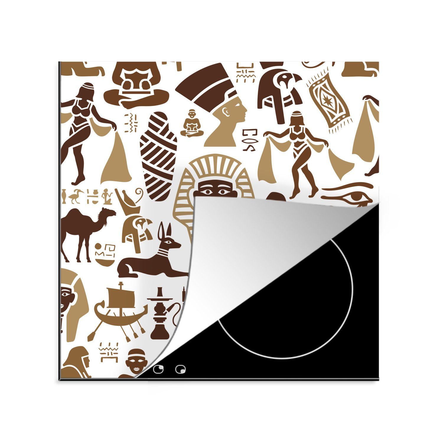 MuchoWow Herdblende-/Abdeckplatte Design - Ägypten - Geschichte, Vinyl, (1 tlg), 78x78 cm, Ceranfeldabdeckung, Arbeitsplatte für küche