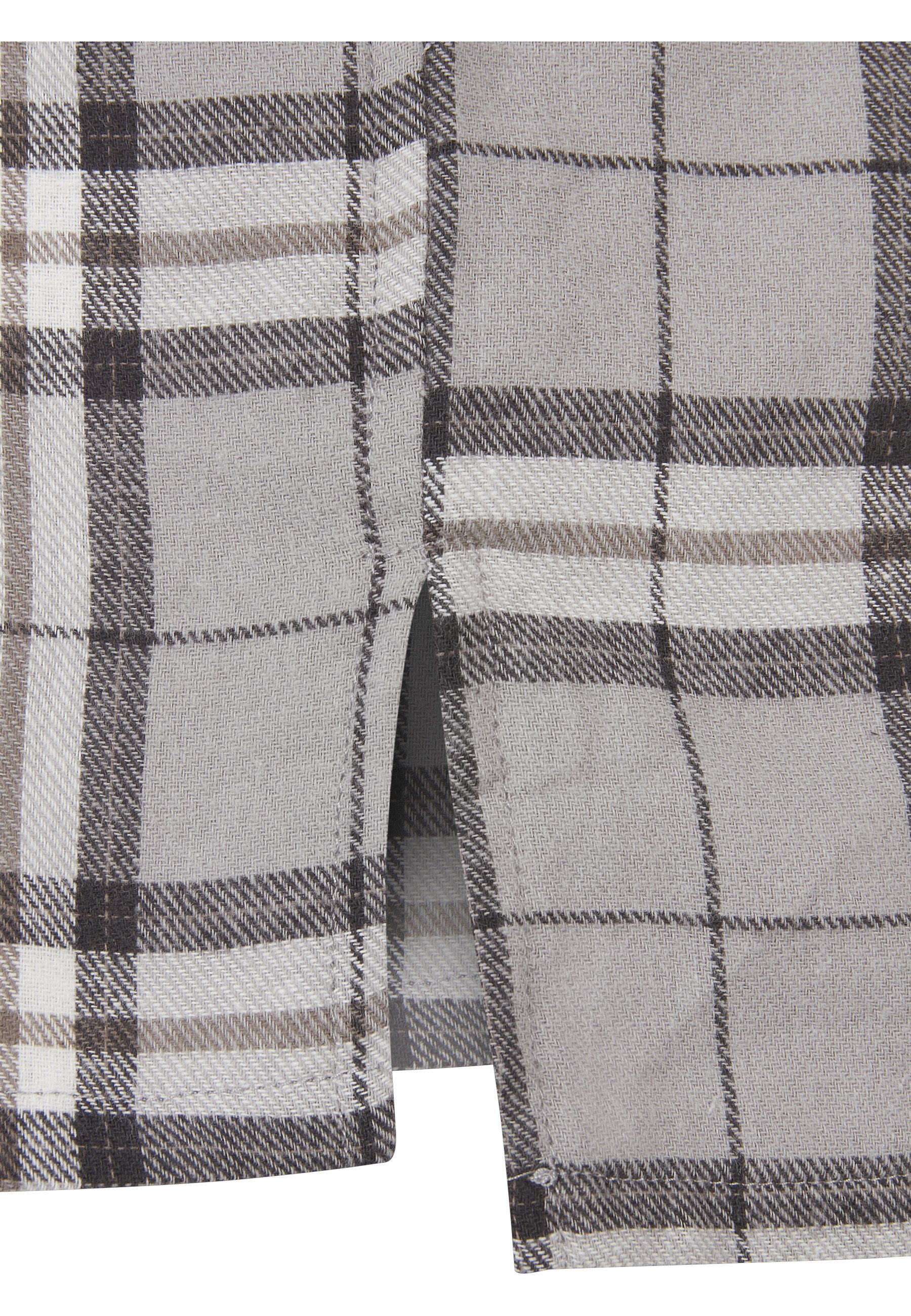 URBAN CLASSICS Langarmshirt Urban Classics Herren Long Oversized Grey Check Shirt (1-tlg)