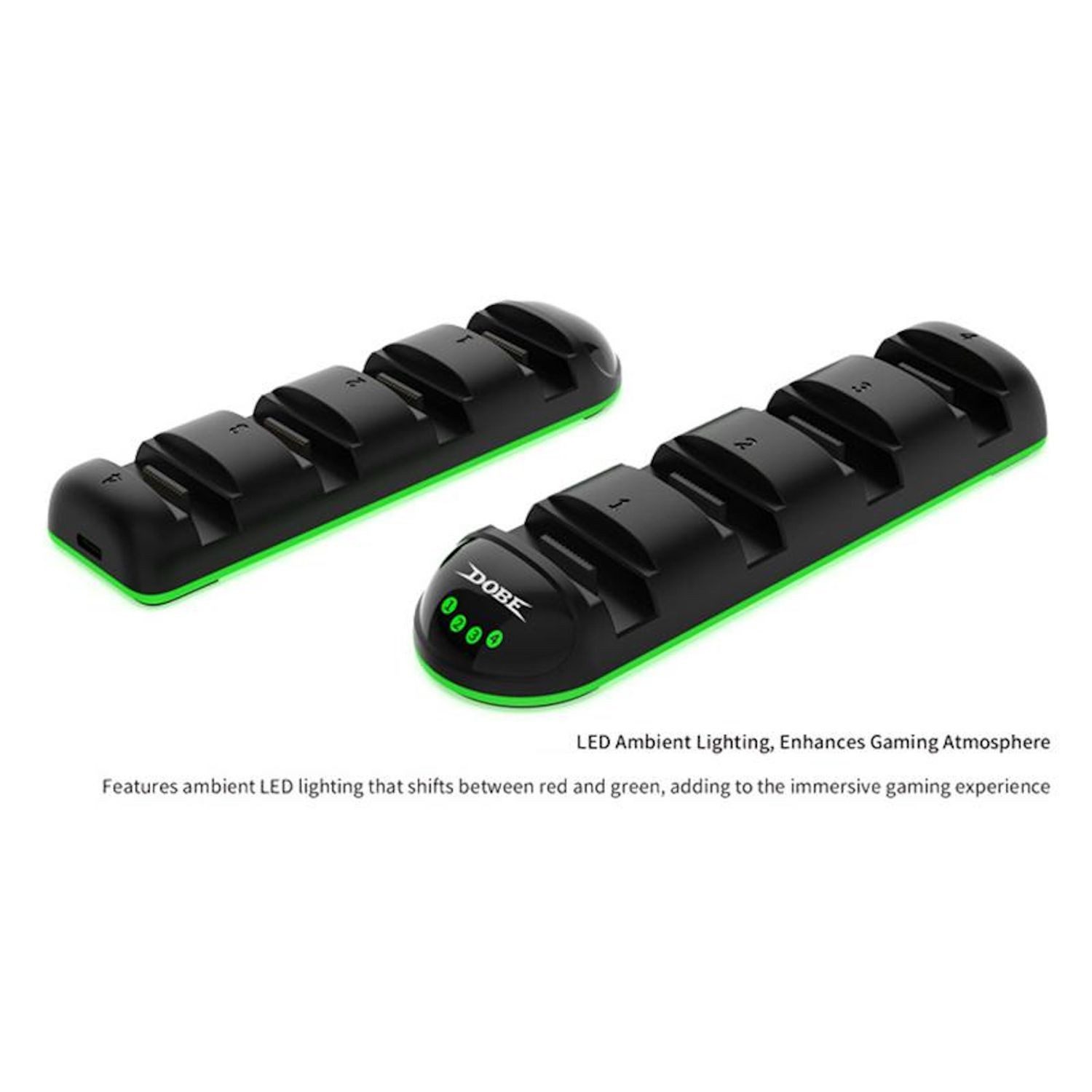 Wigento Für Nintendo Switch 2 Controller Griff 4-in-1 Ladestation LED Schwarz Stromadapter