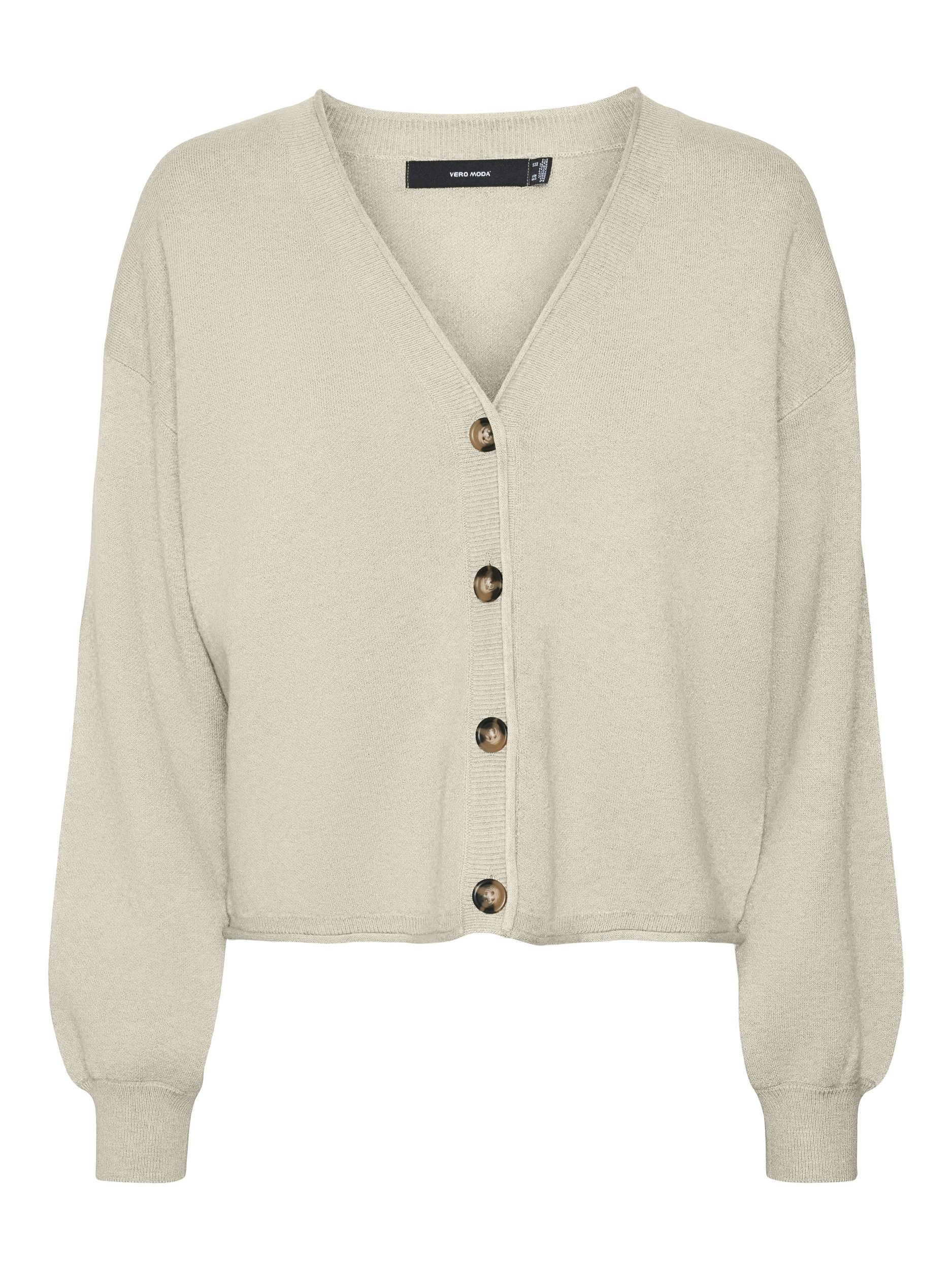 Vero Moda Strickweste VMGOLD ROLL LS V-NECK CARDIGAN Birch