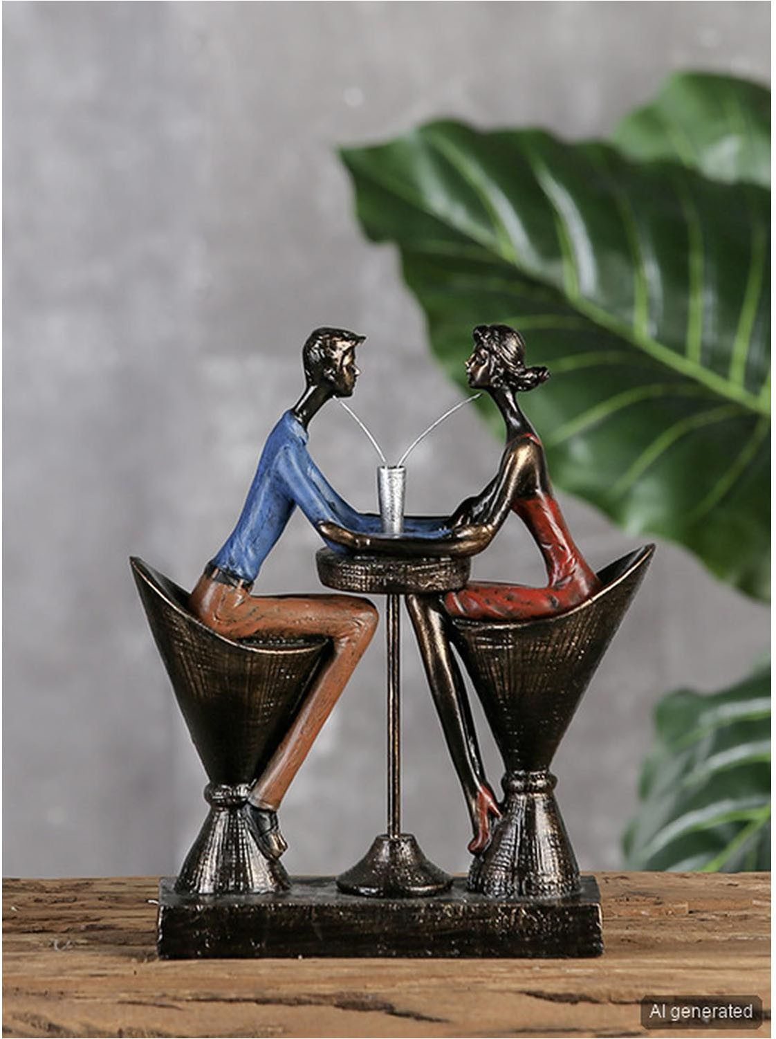Casablanca by Gilde Dekofigur Skulptur "Table for two" (1 St), Bunte Kleidung, Antikfinish, Holzoptik-Basis – Bild 5 von 5