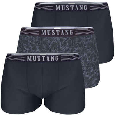 MUSTANG Boxershorts Boxershorts Retropants Unterhosen (Spar-Set, 3-St) 2x Navy, 1x Palmprint