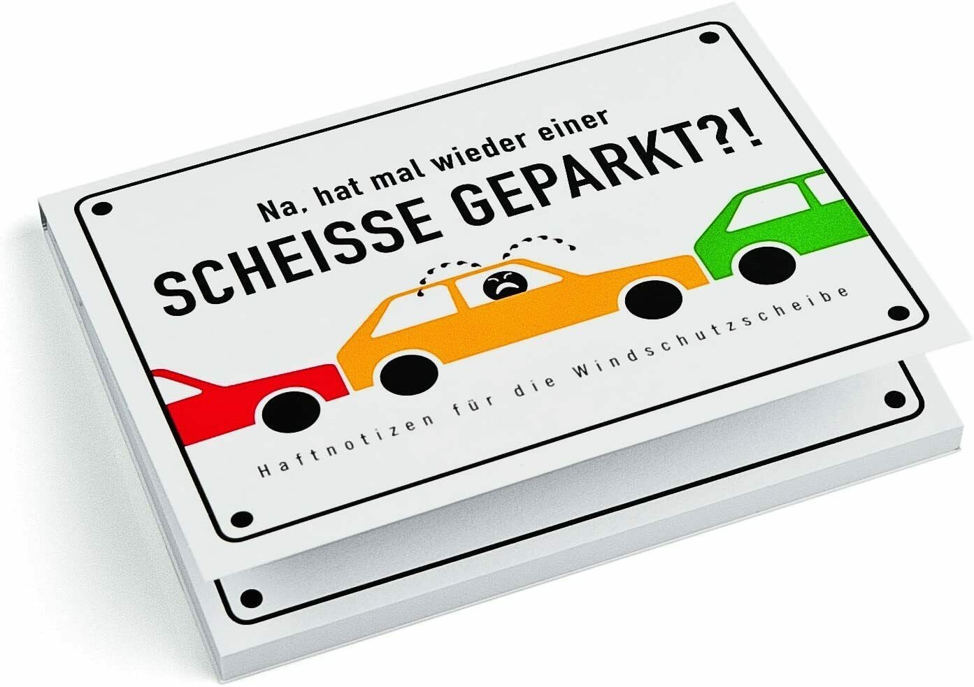 WestCraft Haftnotizblock Scheisse geparkt? Haftnotizen für die Windschutzscheibe, 50 Blatt, gewaltfrei seinem Ärger Luft verschaffen – Bild 2 von 2