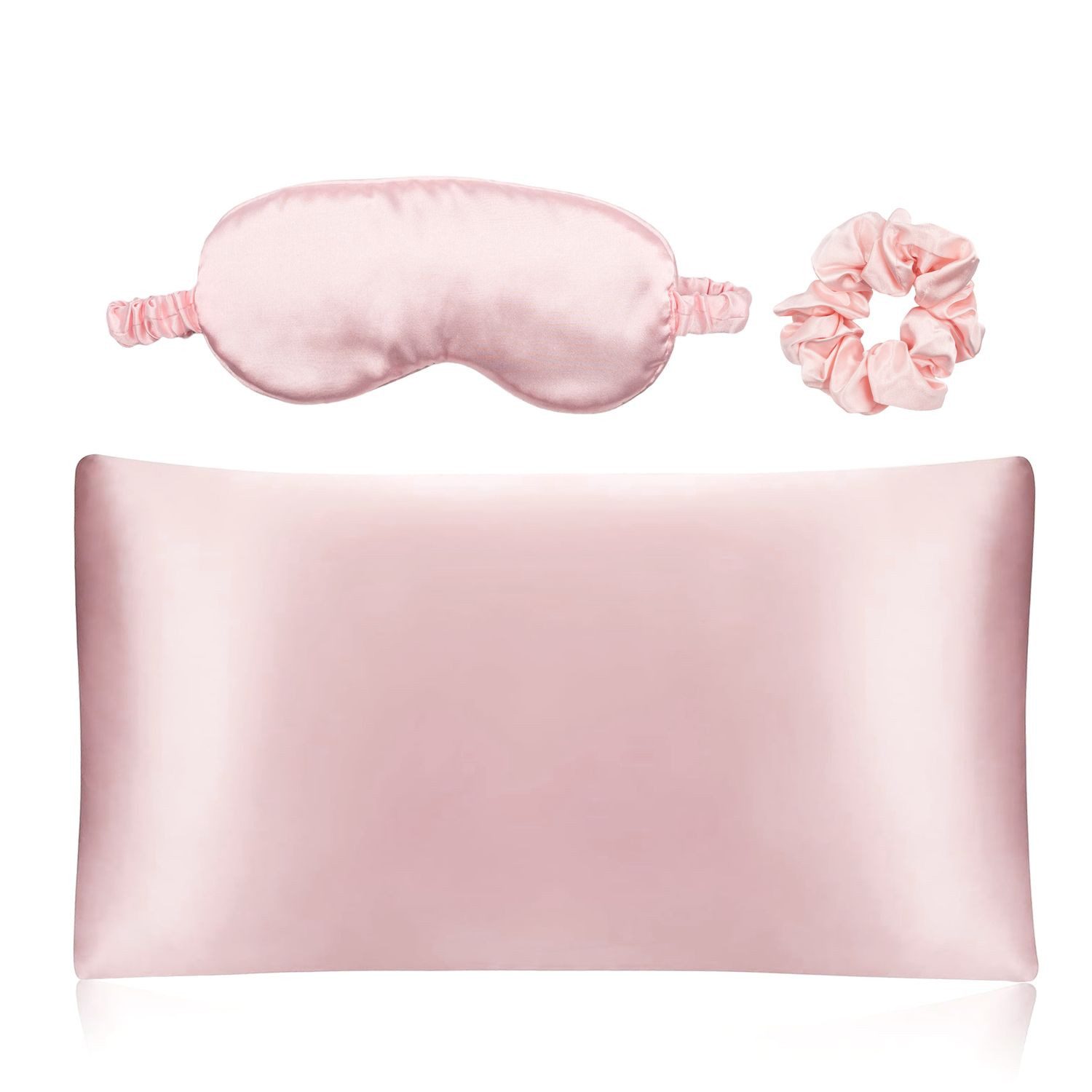 Intirilife Schlafmaske, Set, 3-tlg., 1x Schlafmaske, 1x Kissenüberzug, 1x Haarband, Seiden Schlafset inkl. Schlafmaske, Kissenüberzug, Haarband (3-tlg)