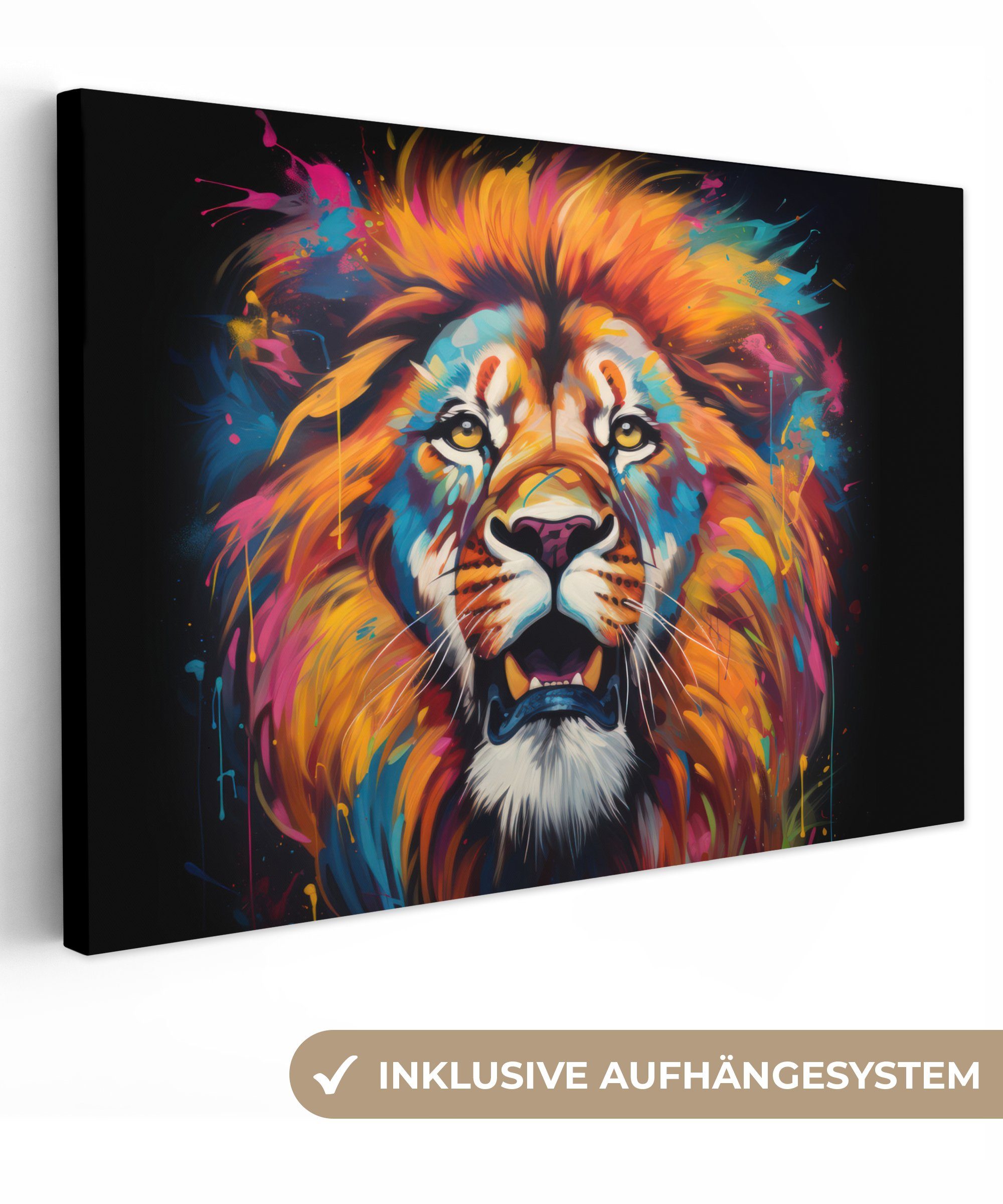 OneMillionCanvasses® Leinwandbild Löwe - Graffiti - günstig online kaufen