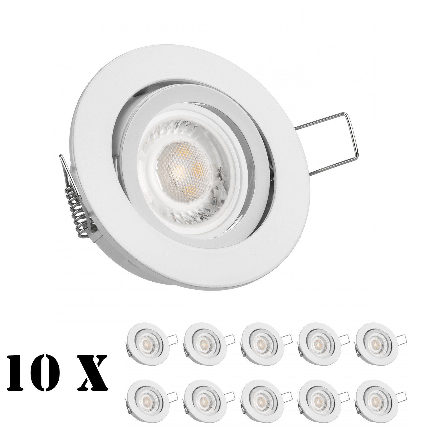 LED LED Einbaustrahler 10er LEDANDO extra in Set flach 5W Einbaustrahler mit vo weiß Leuchtmittel