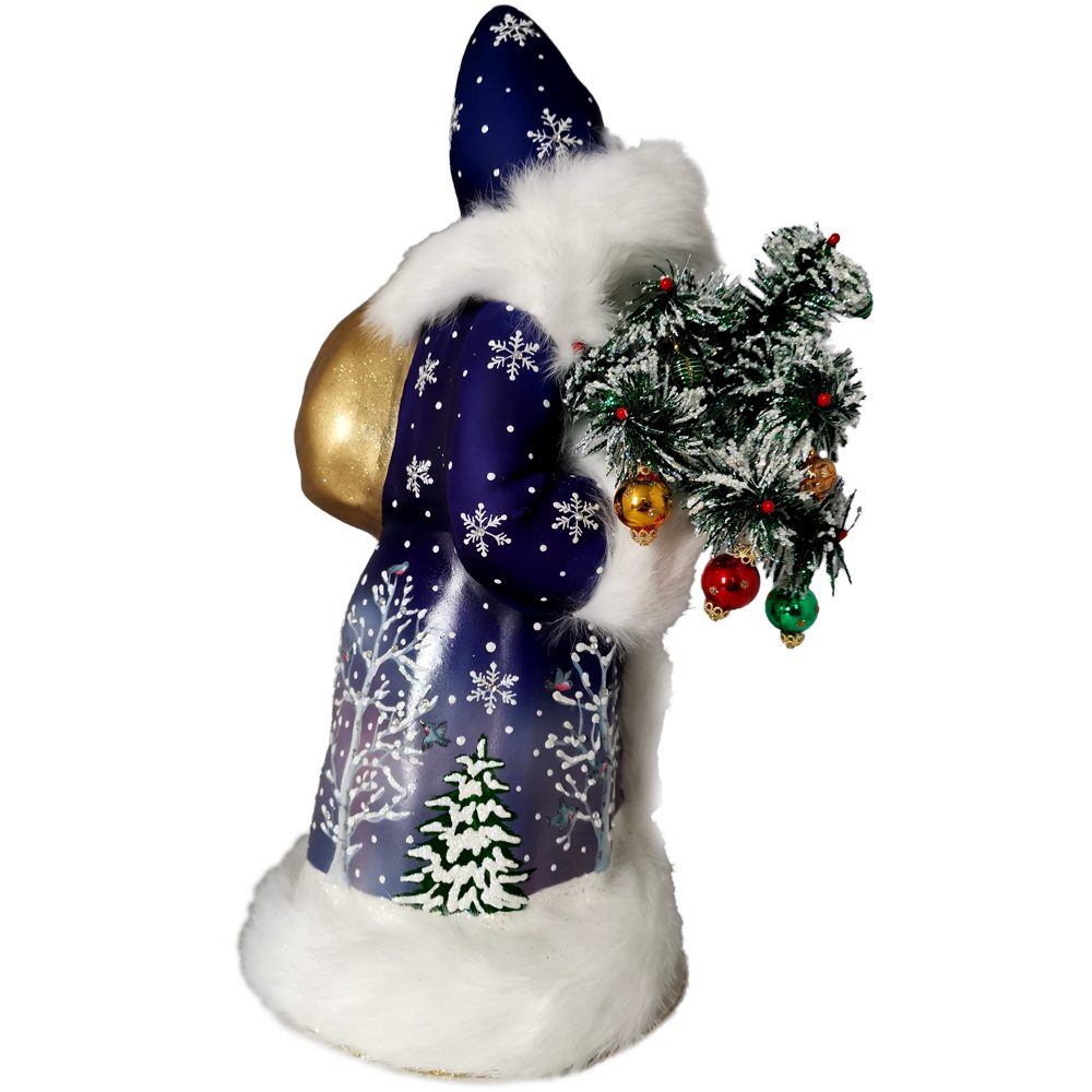 Frost Gansfederbaum handbemalt St), 40cm Schatzhauser mit Väterchen blau Pappmache (1 Weihnachtsmann