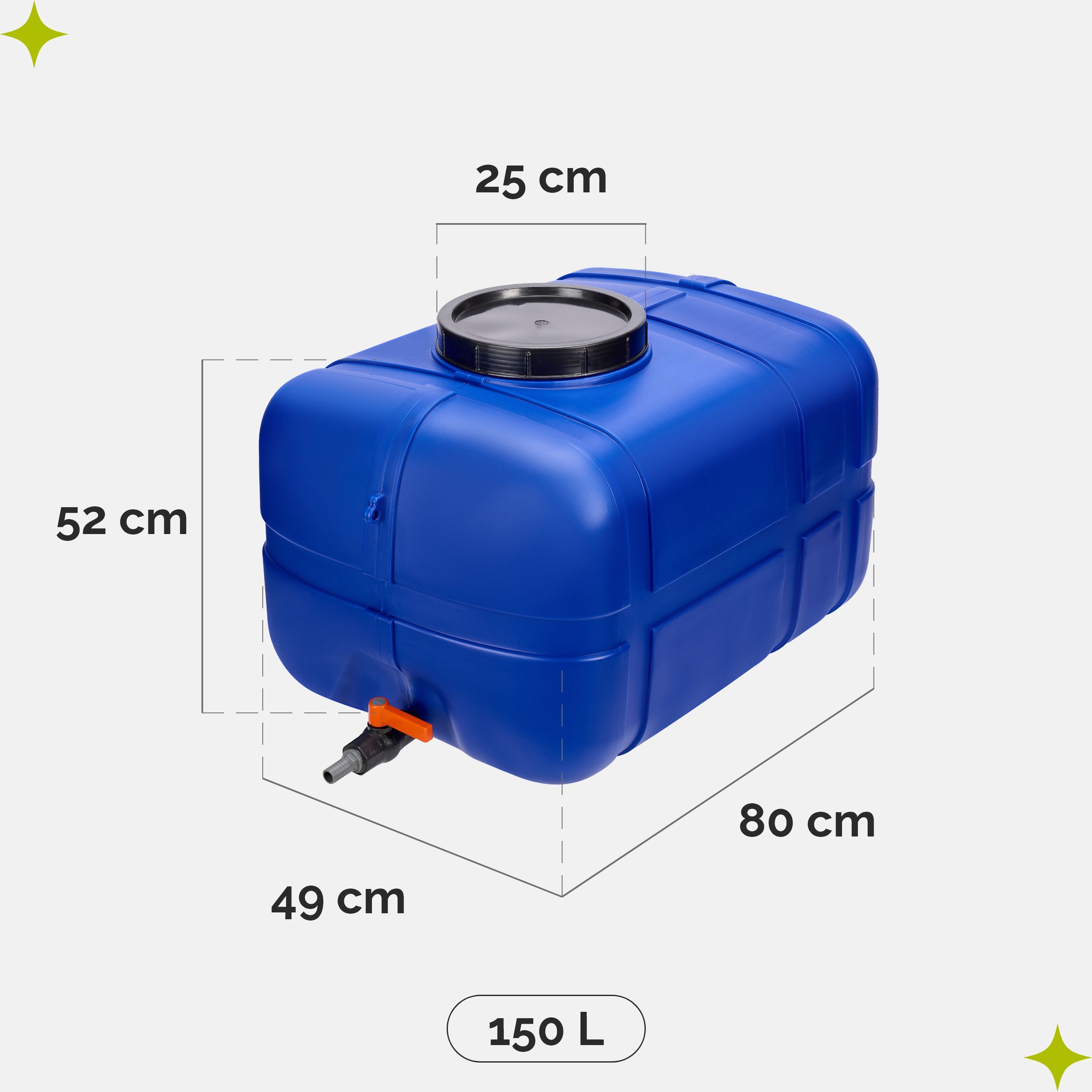Garronda Regentonne Wasserbehälter mit Deckel Regenwassertank Großbehälter GD-0098, 150 l, (1-tlg), BPA-Frei