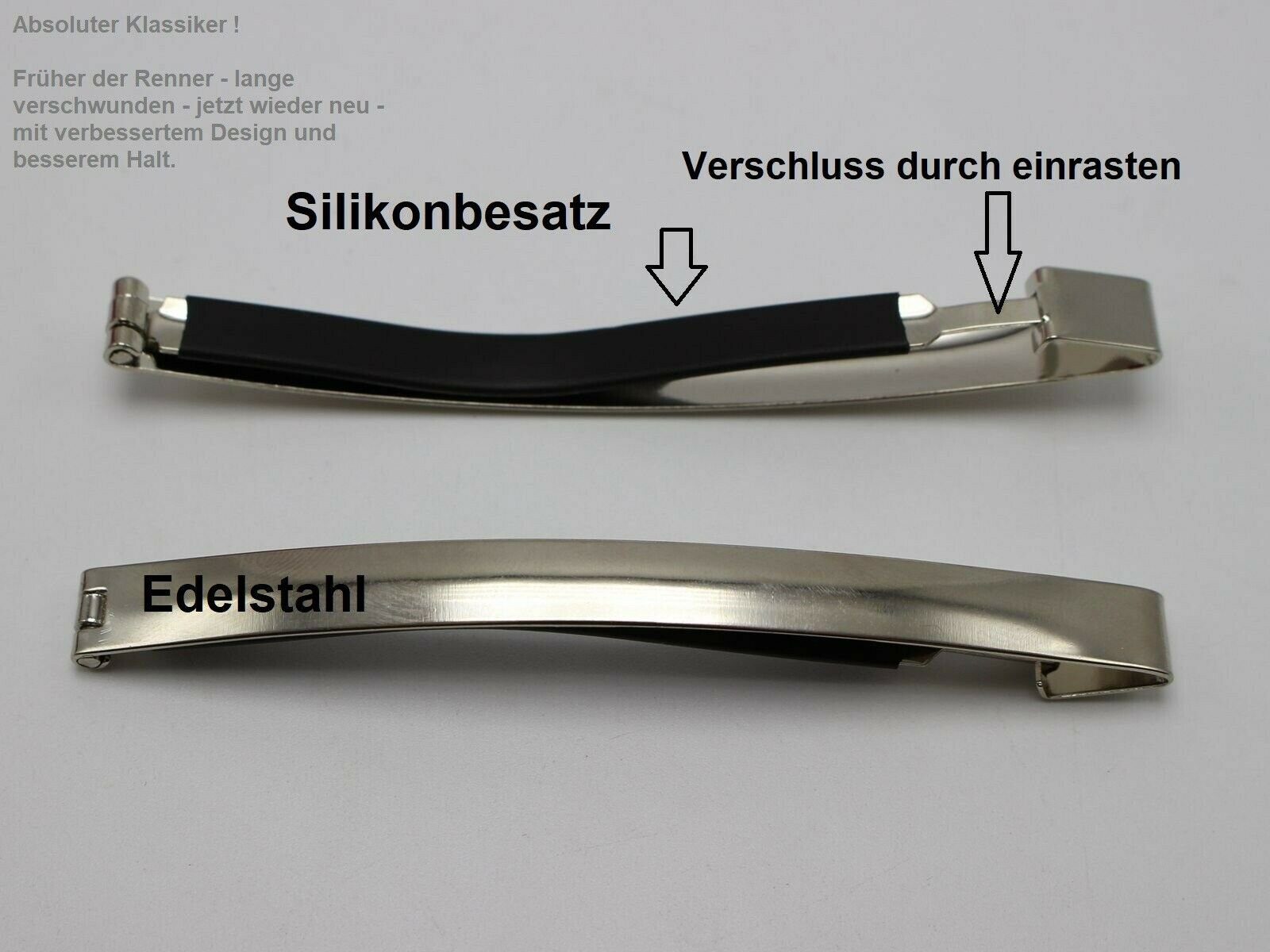 H.E.S. Haarspange Haarspange Edelstahl Silikonbesatz der absolute Klassiker., Vorteilspack, 2-tlg., Spar-Set 2 x Edelstahlspangen mit Silikonbesatz, weniger Haarbruch, Silikonbesatz, auch für dünne Haare