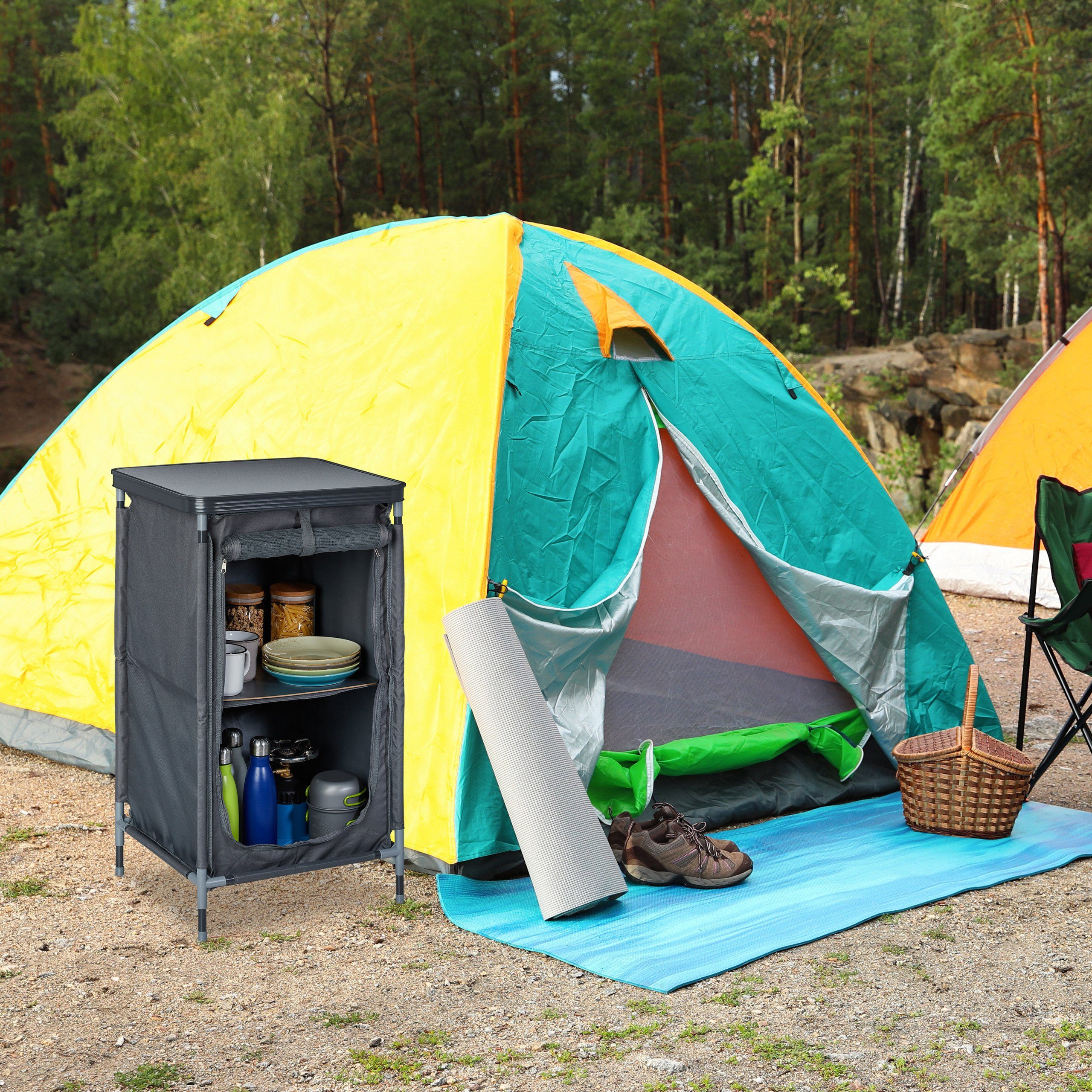 relaxdays Falttürenschrank Campingschrank mit 2 Ablagen günstig online kaufen
