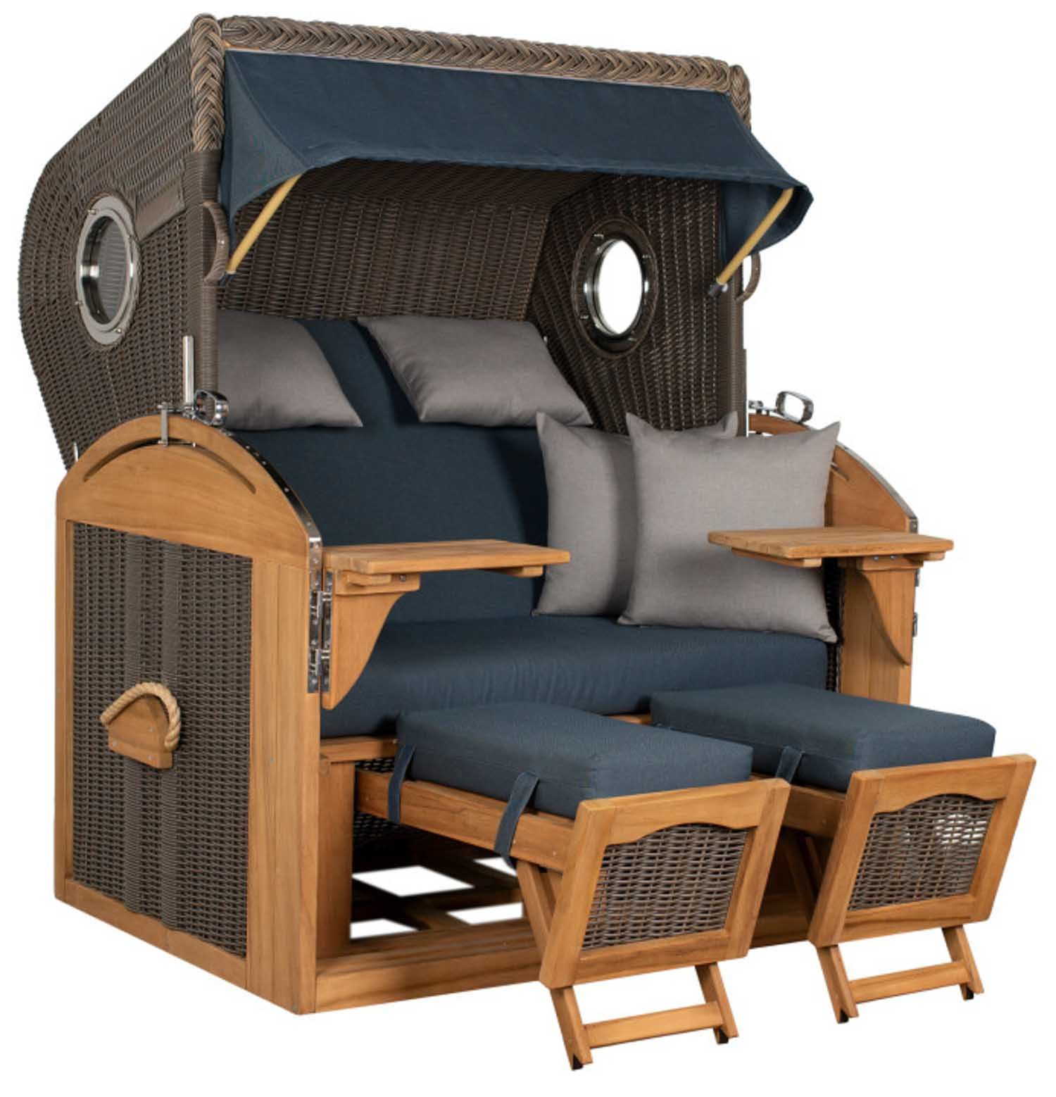 Strandkorb Schillig XL Bullauge Teak PE Grey Dessin 593