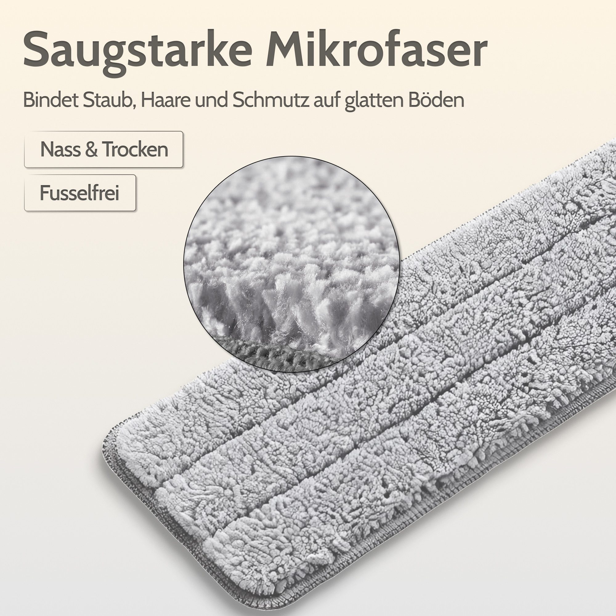 Allyson Putzeimer Bodenwischer Set mit Eimer, trennt Schmutz von Frischwasser, (Komplett-Set für alle Hartböden), 10x Mikrofaser Pads – Extra Saugstarke Ersatzbezüge für Bodenwischer